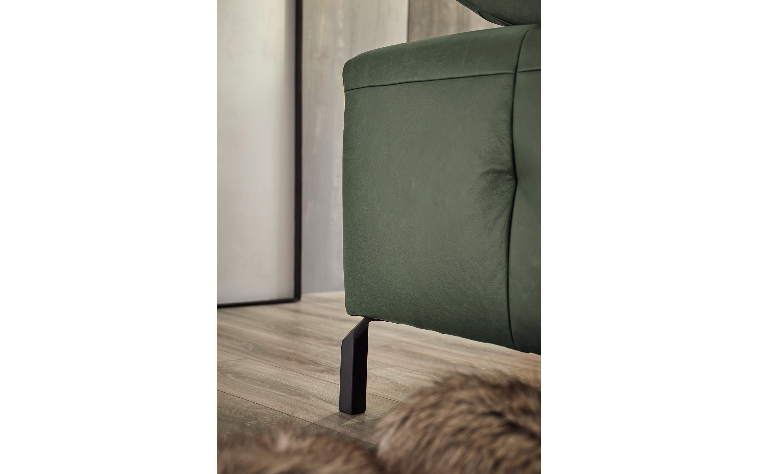 Leder Wohnlandschaft Callisto, olive, inkl. Kopfteilverstellungen