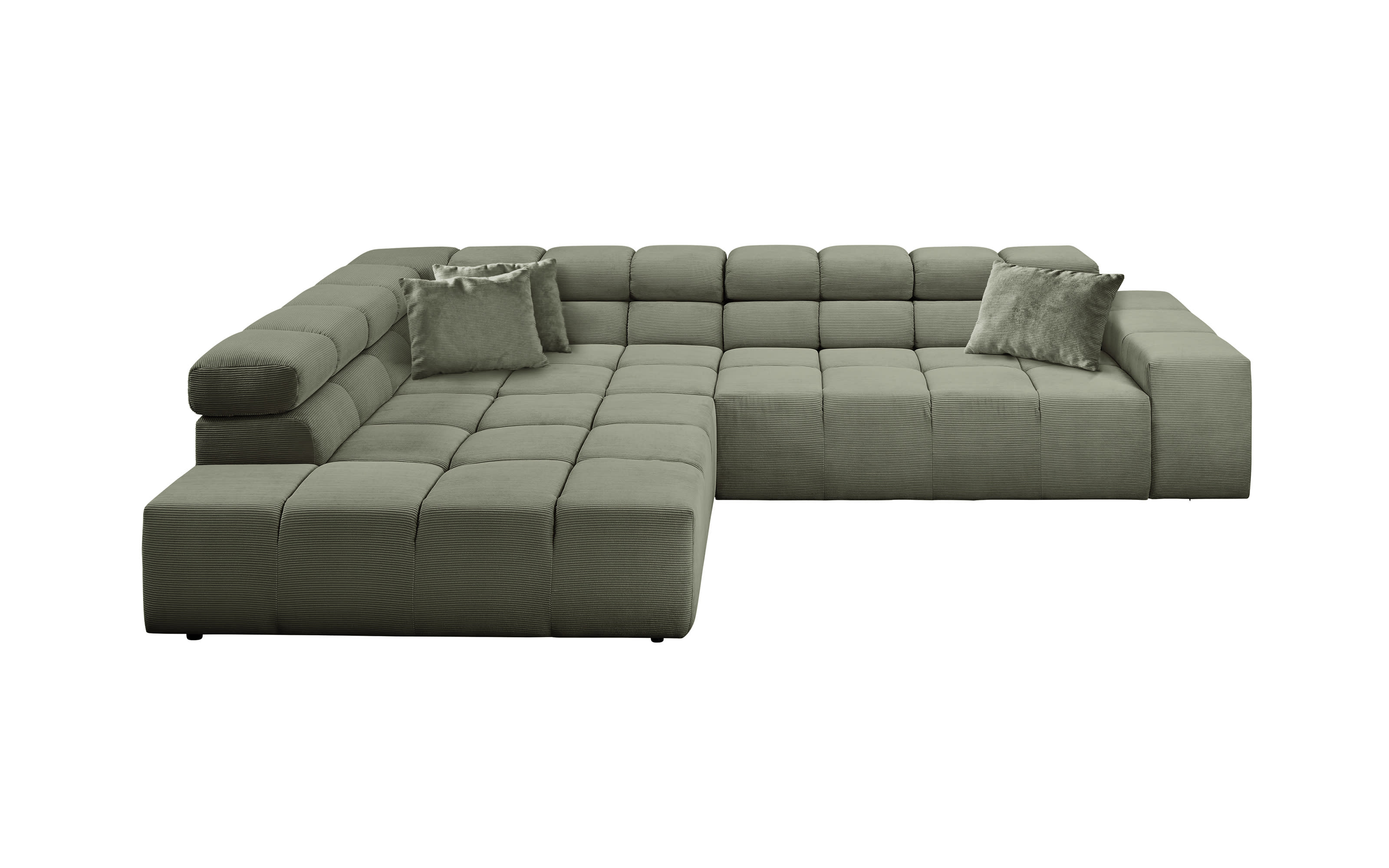 Ecksofa Oakland 2.0, olivgrün, inkl. manueller Kopfteilverstellung 