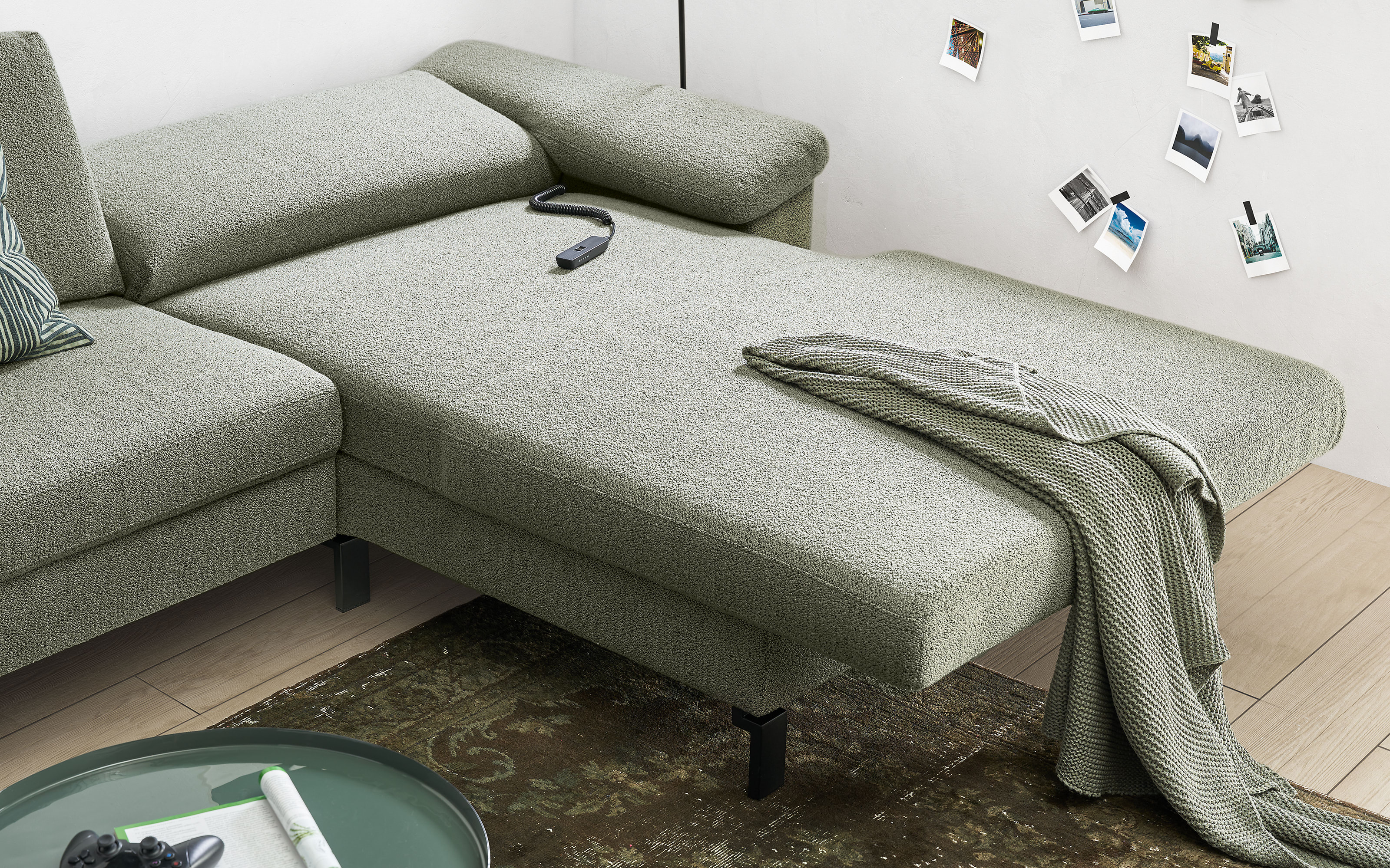 Ecksofa Calama Move 2.0, grün, inkl. Funktionen