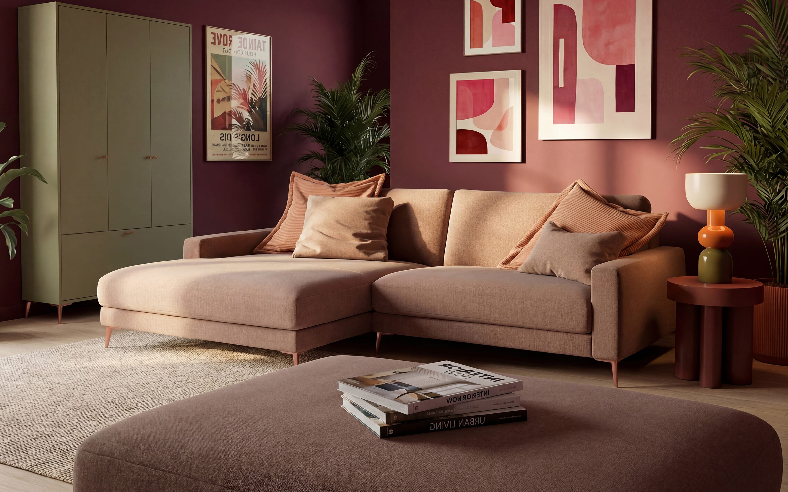 Ecksofa Ulma 2.0, rosa