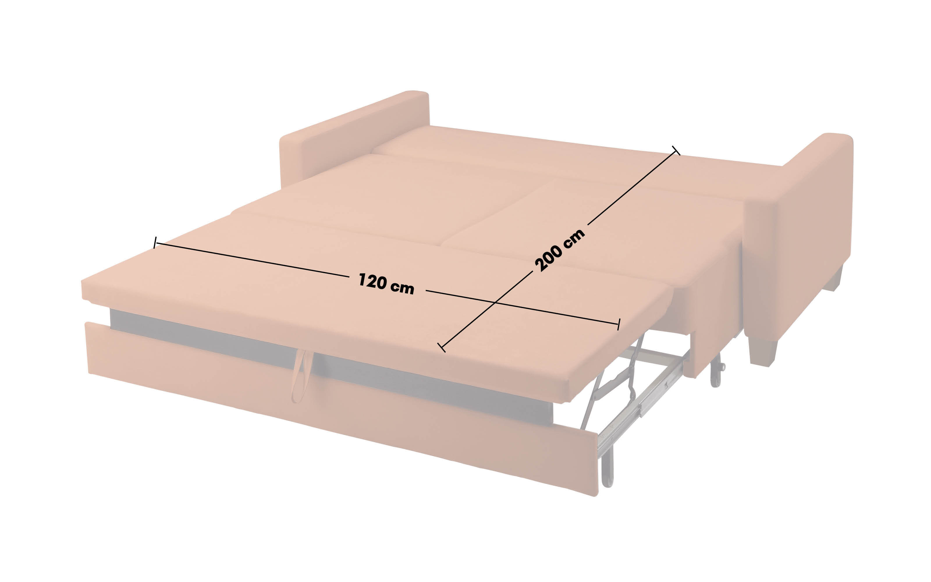 Schlafsofa Flexa, rot, 120 x 200 cm, mit Holzfüßen