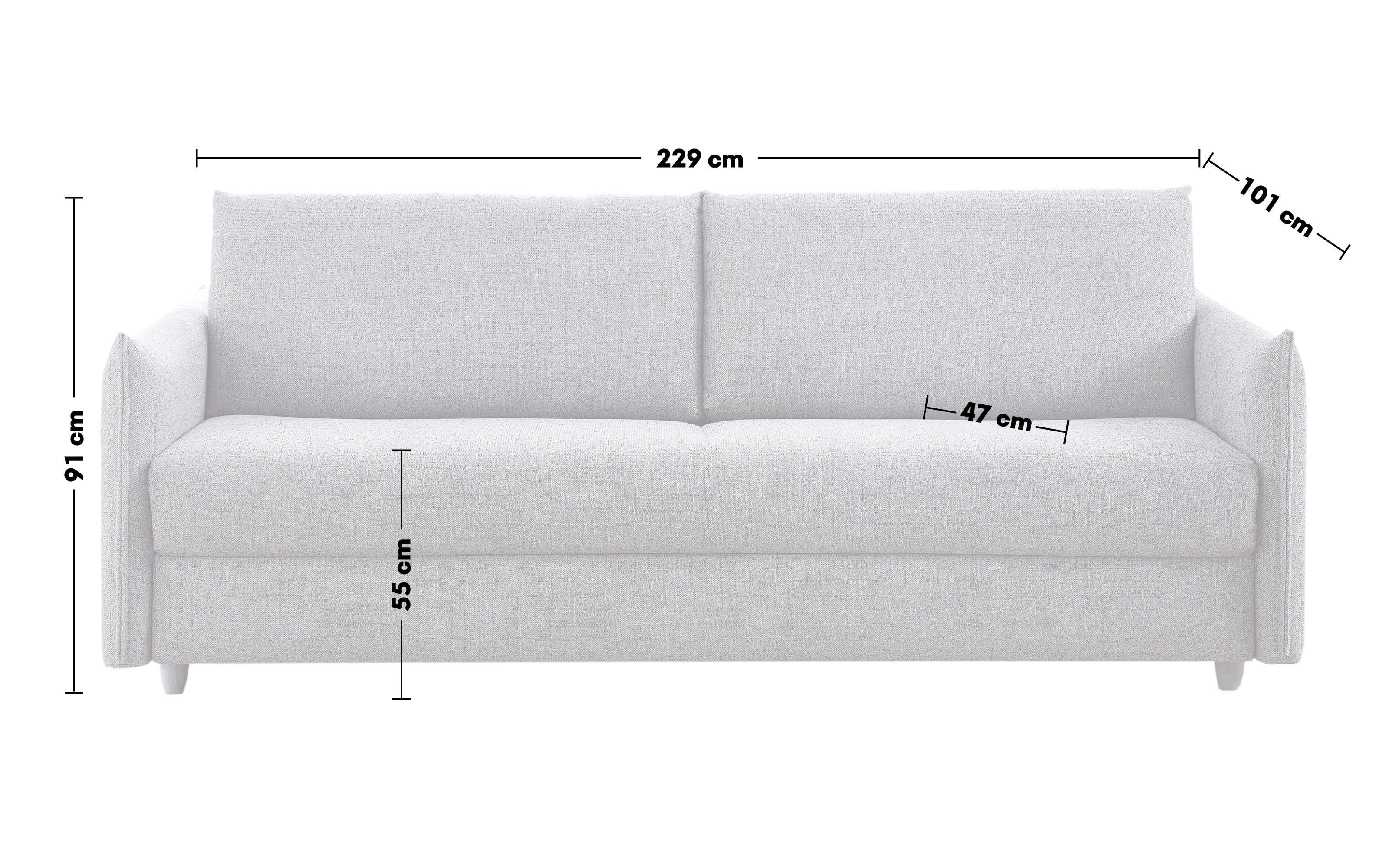 Schlafsofa Grande, blaugrau, 180 x 200 cm, mit Lattenrost und Matratze