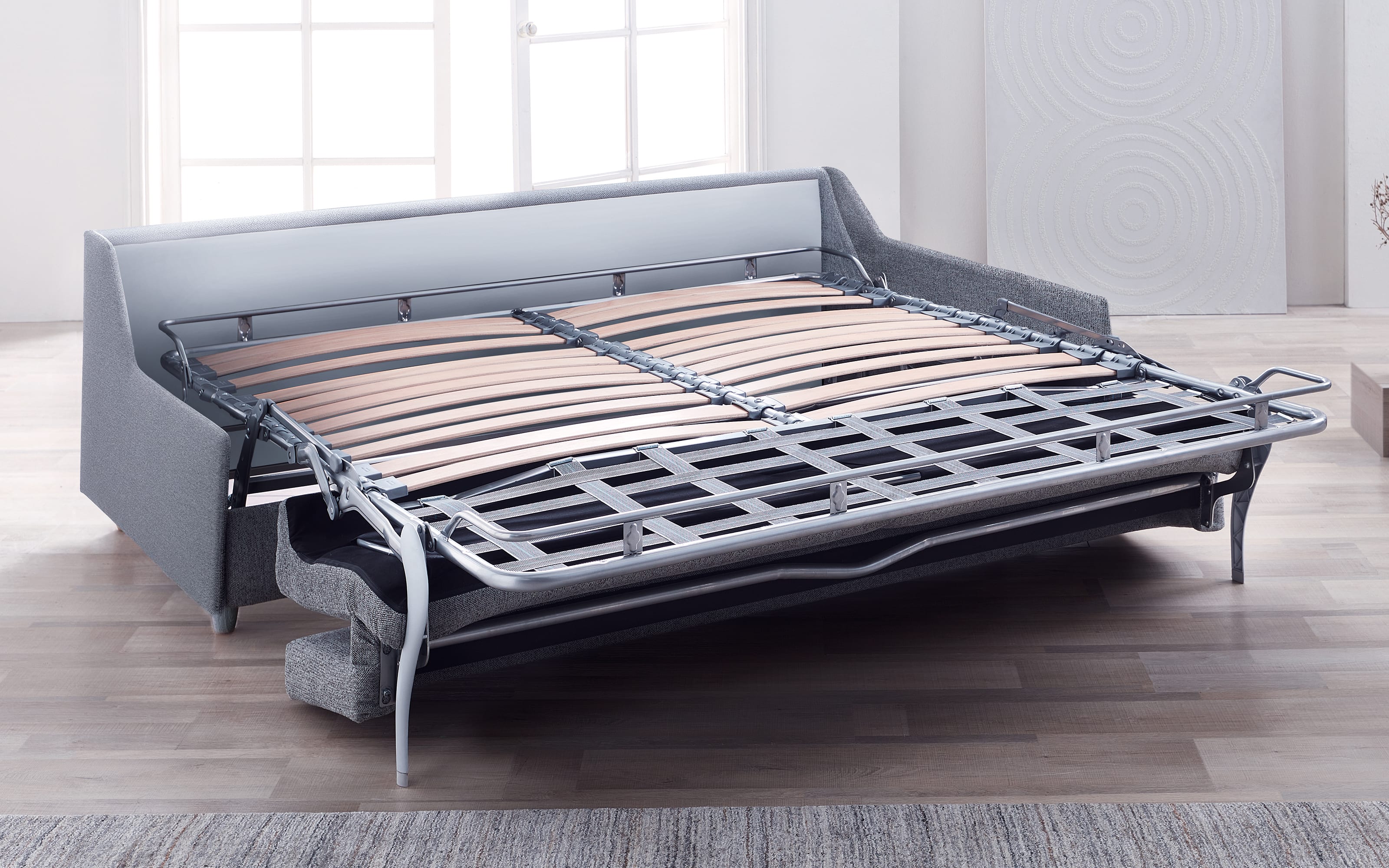 Schlafsofa Grande, blaugrau, 180 x 200 cm, mit Lattenrost und Matratze  online bei Hardeck kaufen