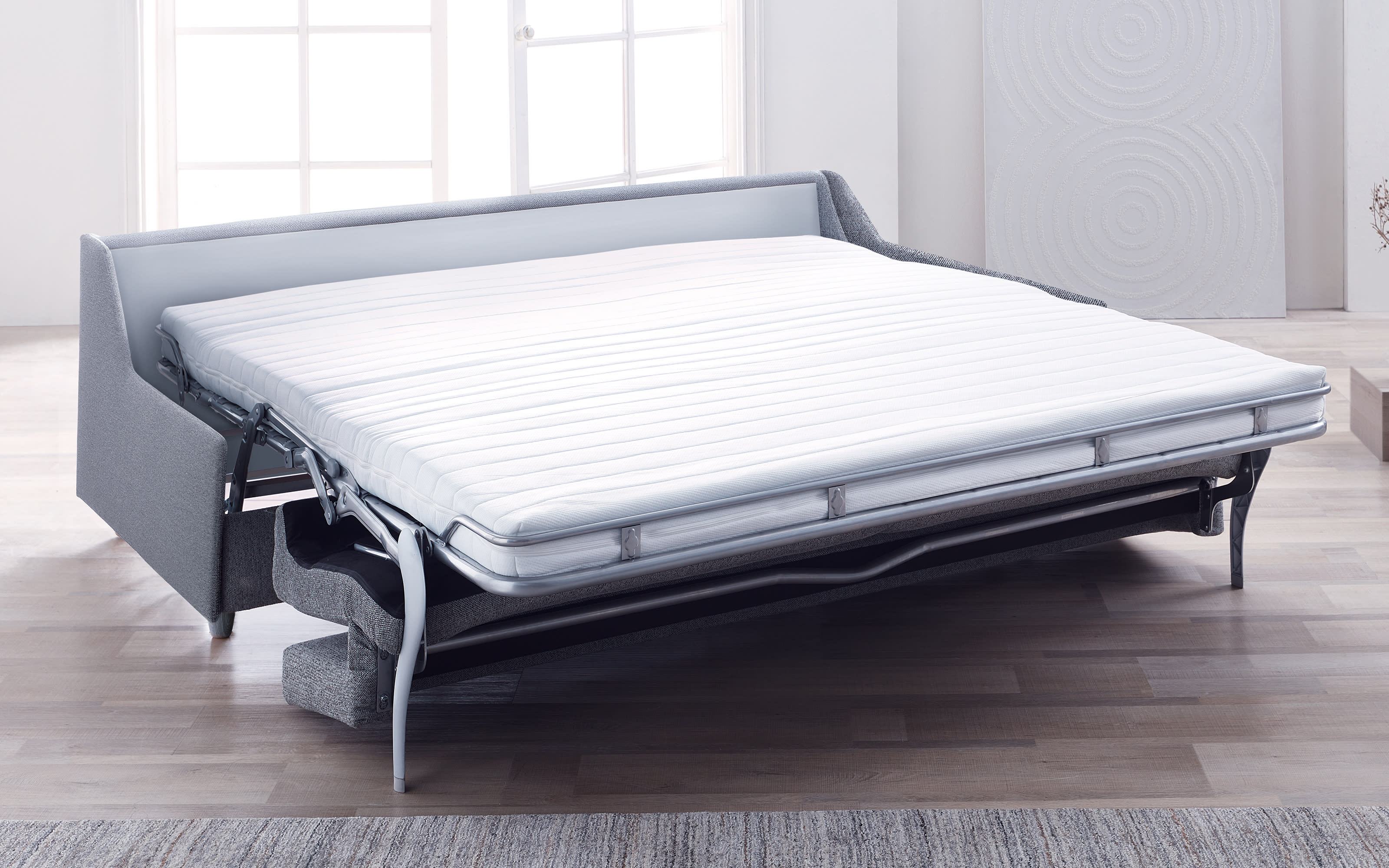 Schlafsofa Grande, blaugrau, 180 x 200 cm, mit Lattenrost und Matratze