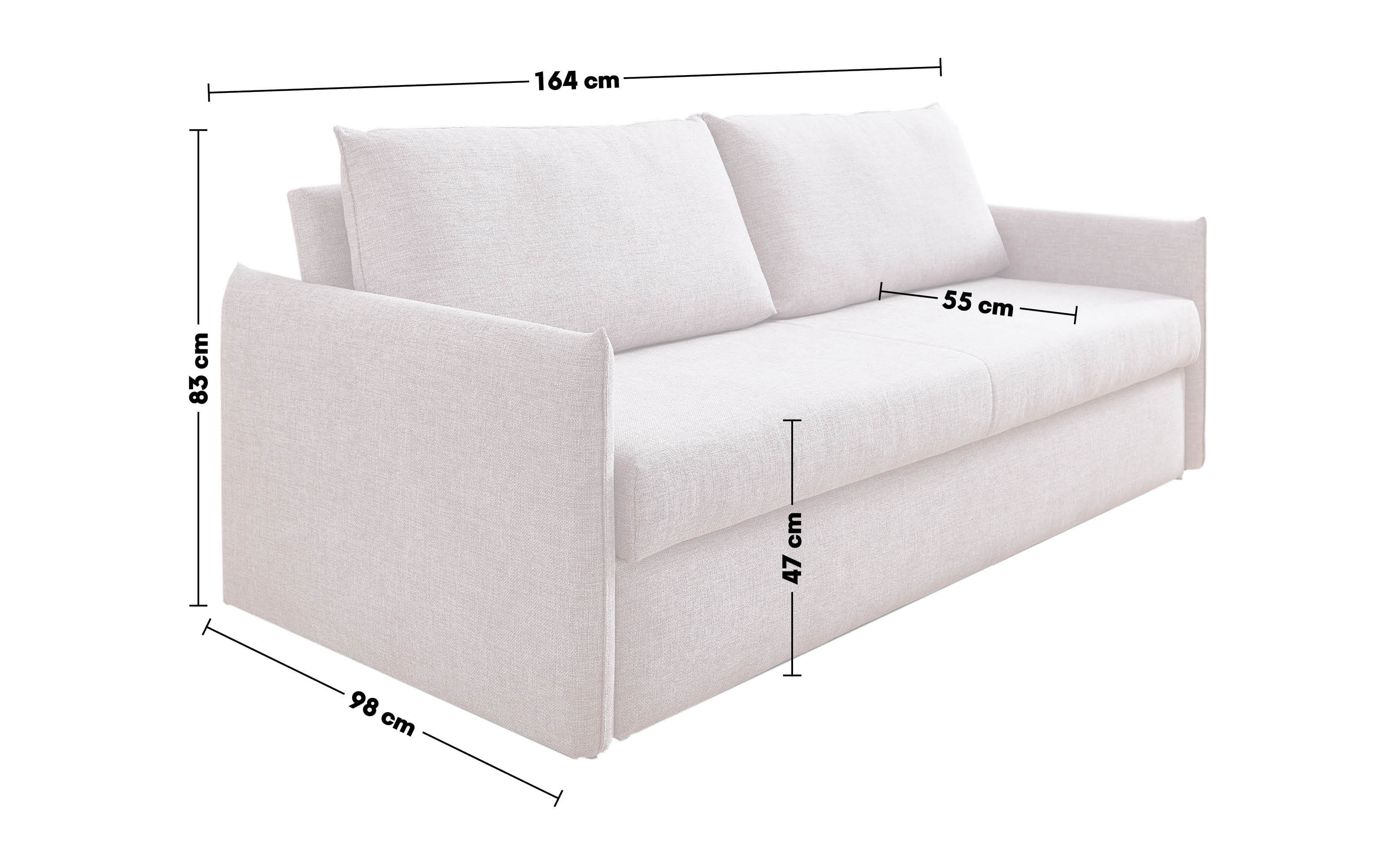 Schlafsofa Pisa, rosa, 170 x 200 cm