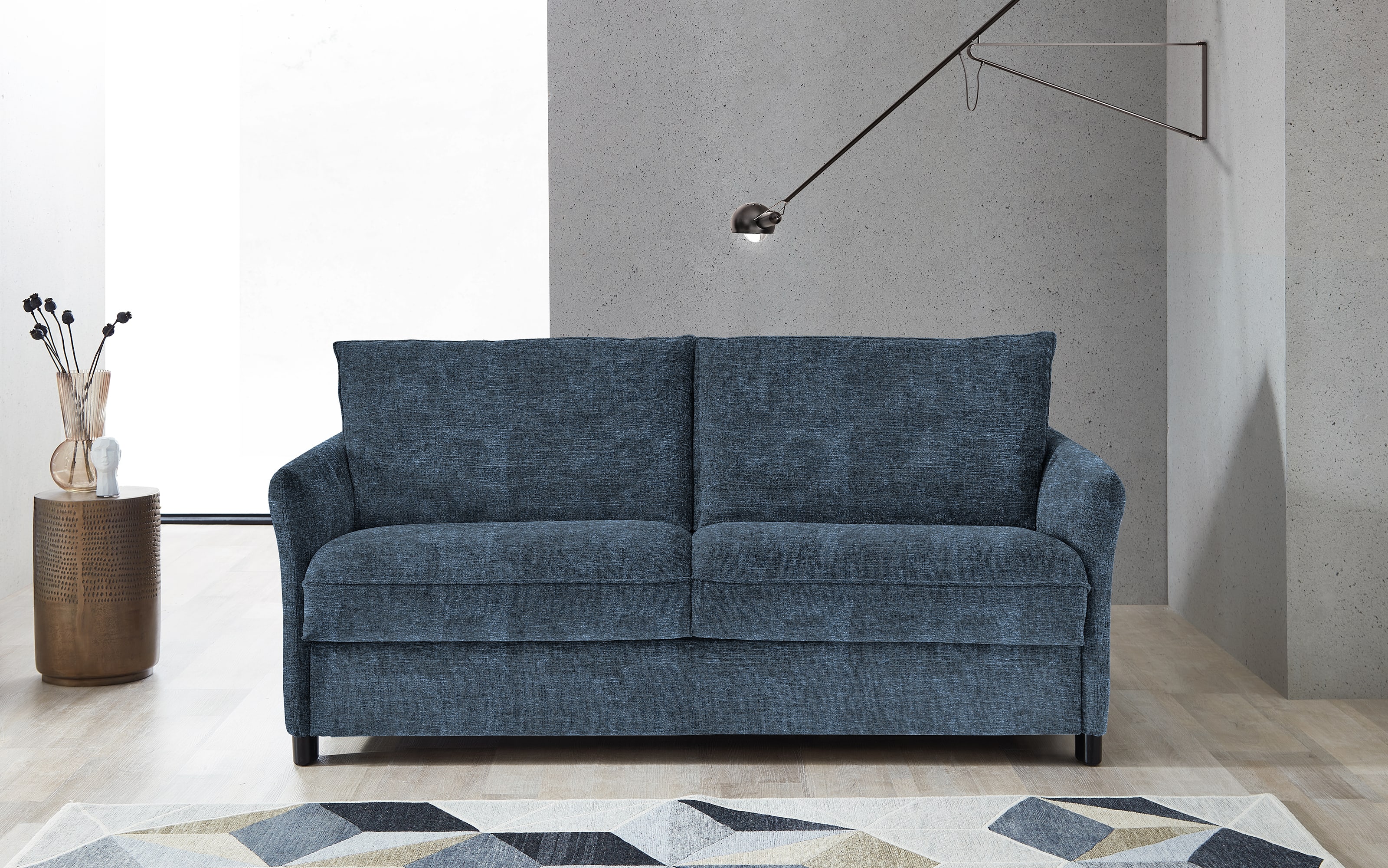 Schlafsofa Inga, blau, inkl. Stauraumbox