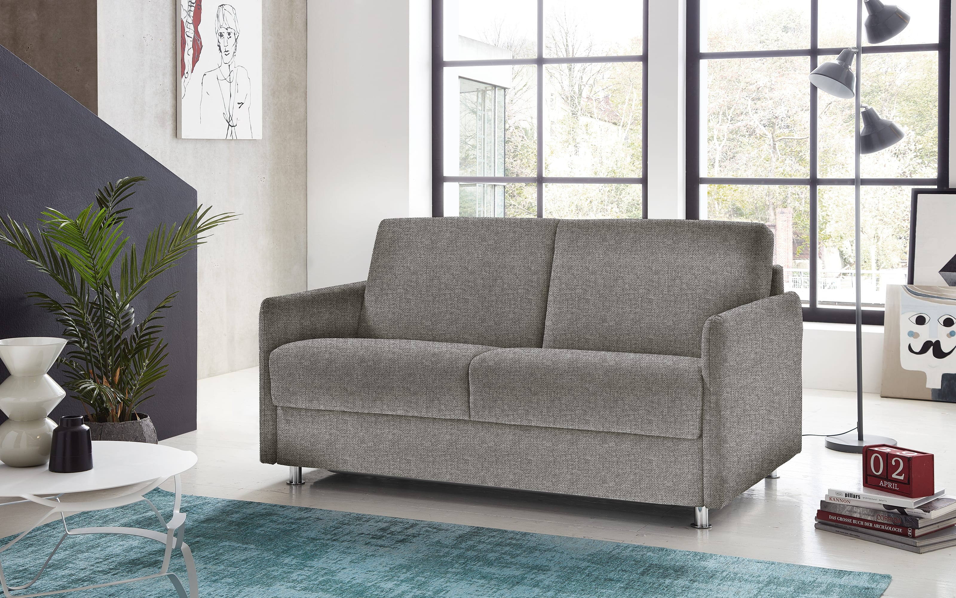 Schlafsofa Messina, grau, inkl. Bettkasten