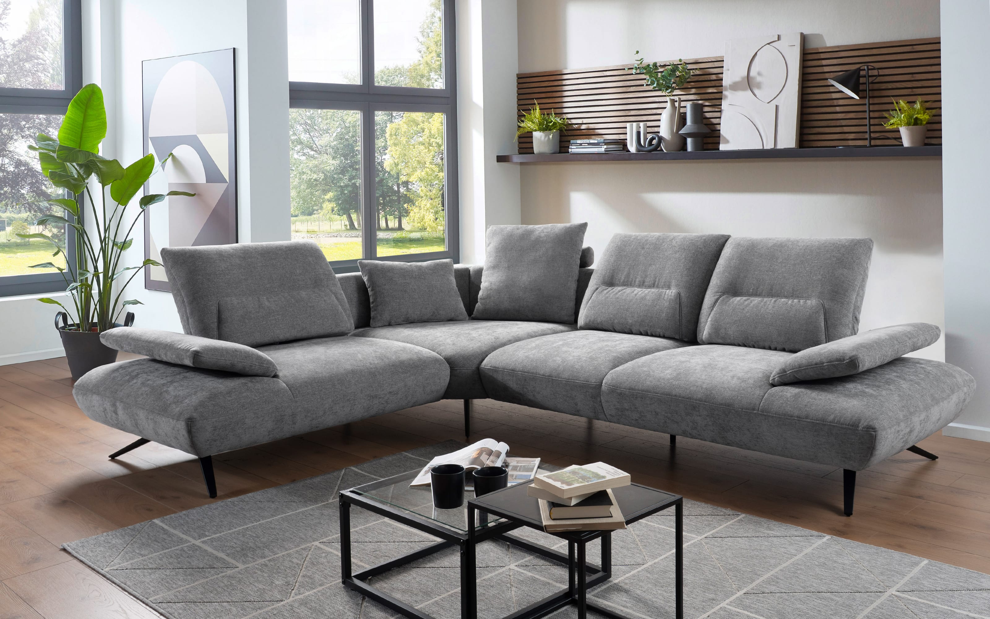 Wohnlandschaft Tacoma, stahlfarbig, inkl. Schwenkrücken