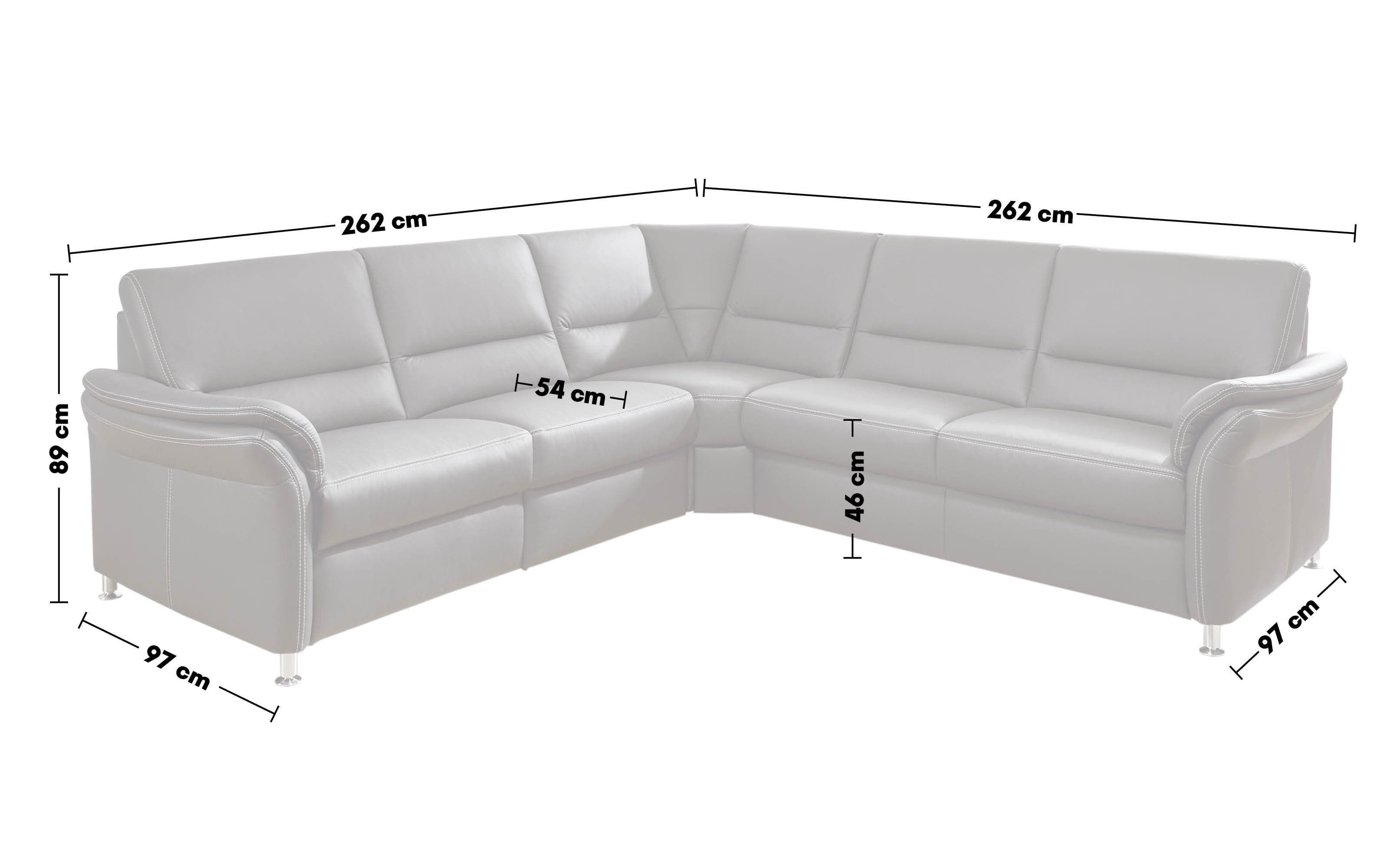 Leder Wohnlandschaft PN-EM16033, anthrazit