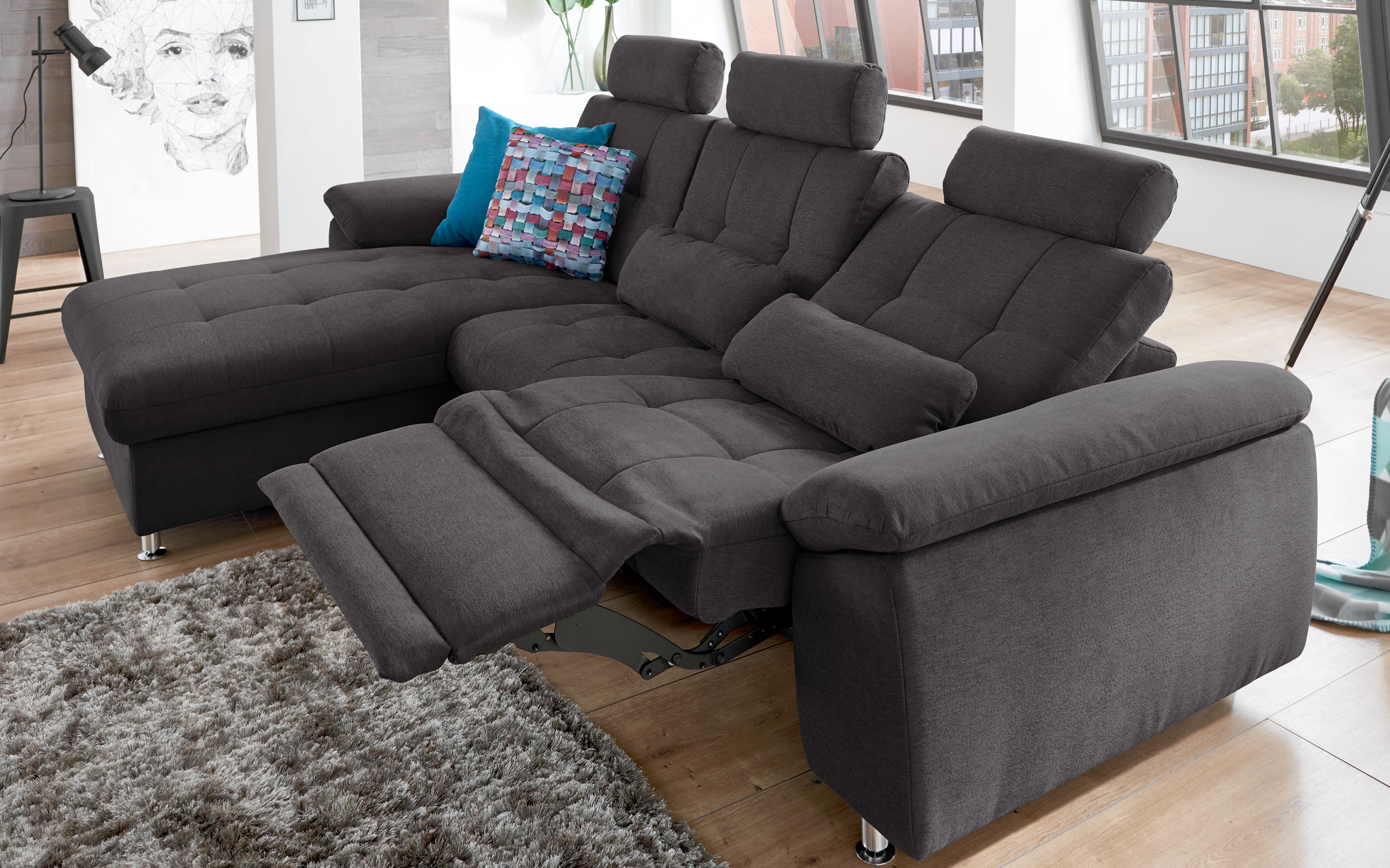 Wohnlandschaft MP-IN16036, anthrazit, inkl. Funktionen