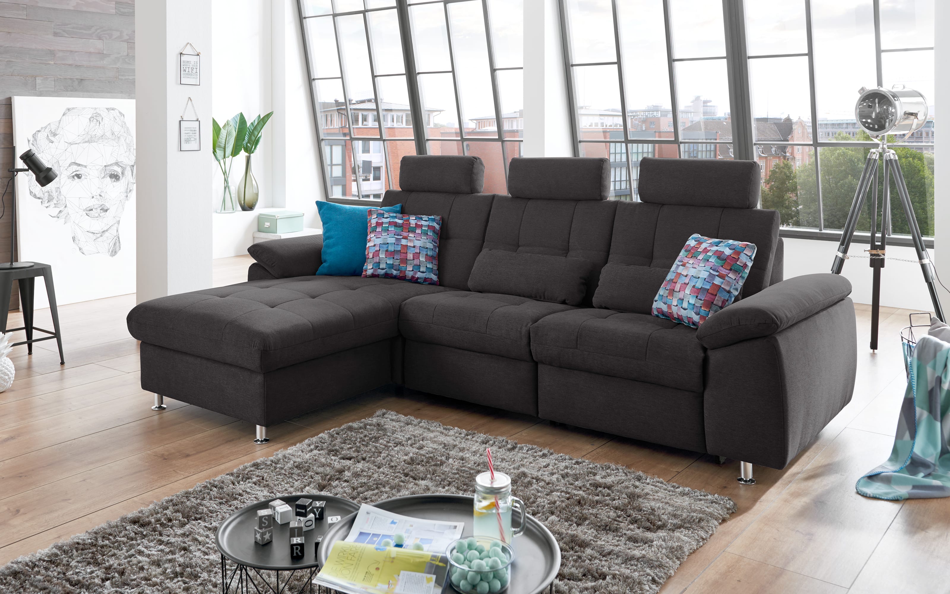 Wohnlandschaft MP-IN16036, anthrazit, inkl. Funktionen