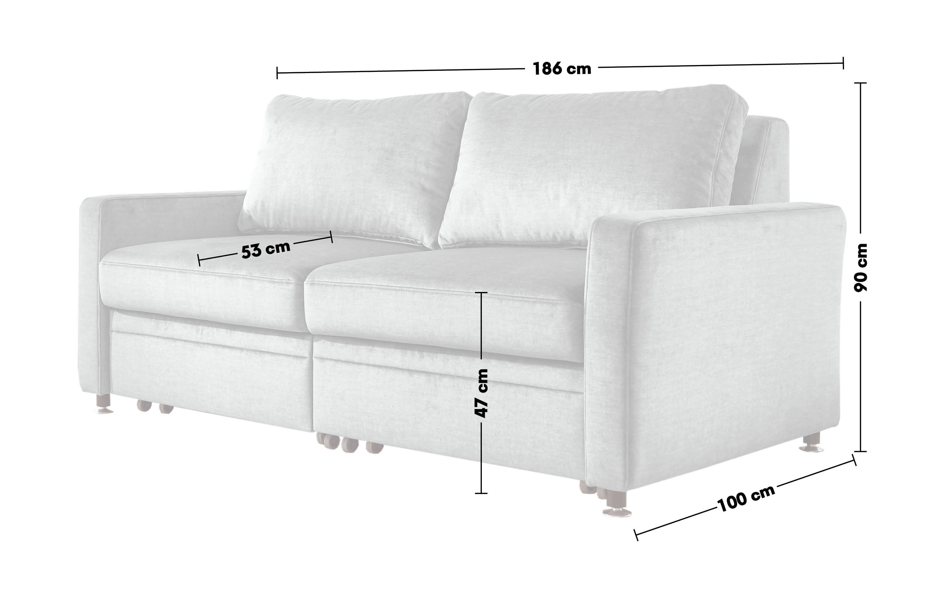 Schlafsofa MP-PD19021, ice, 2 x ca. 80 x 200 cm, mit Längsschläferfunktion, mit Doppelauszug