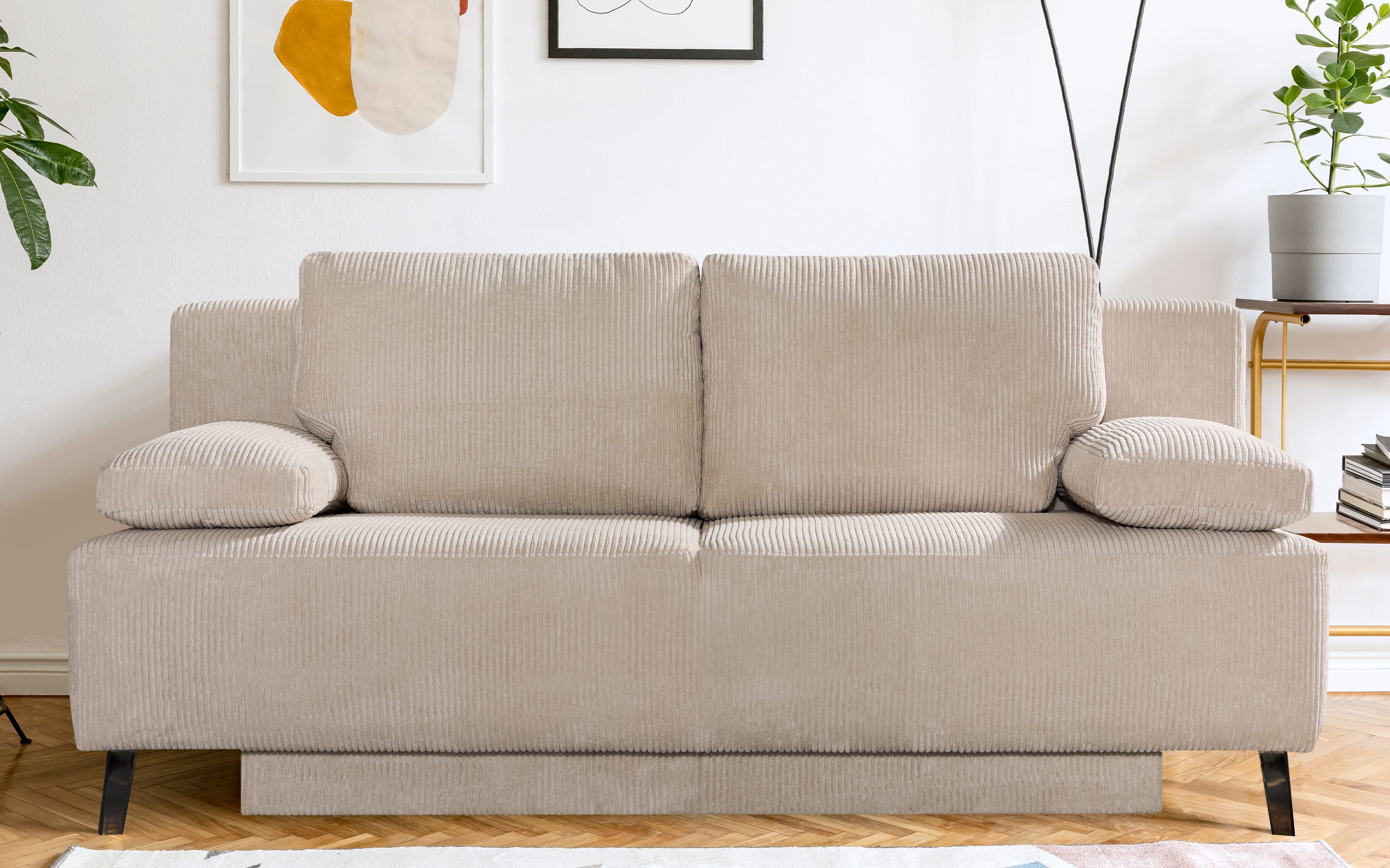 Querschläfer George, Cord natur, Liegefläche 140 x 194 cm