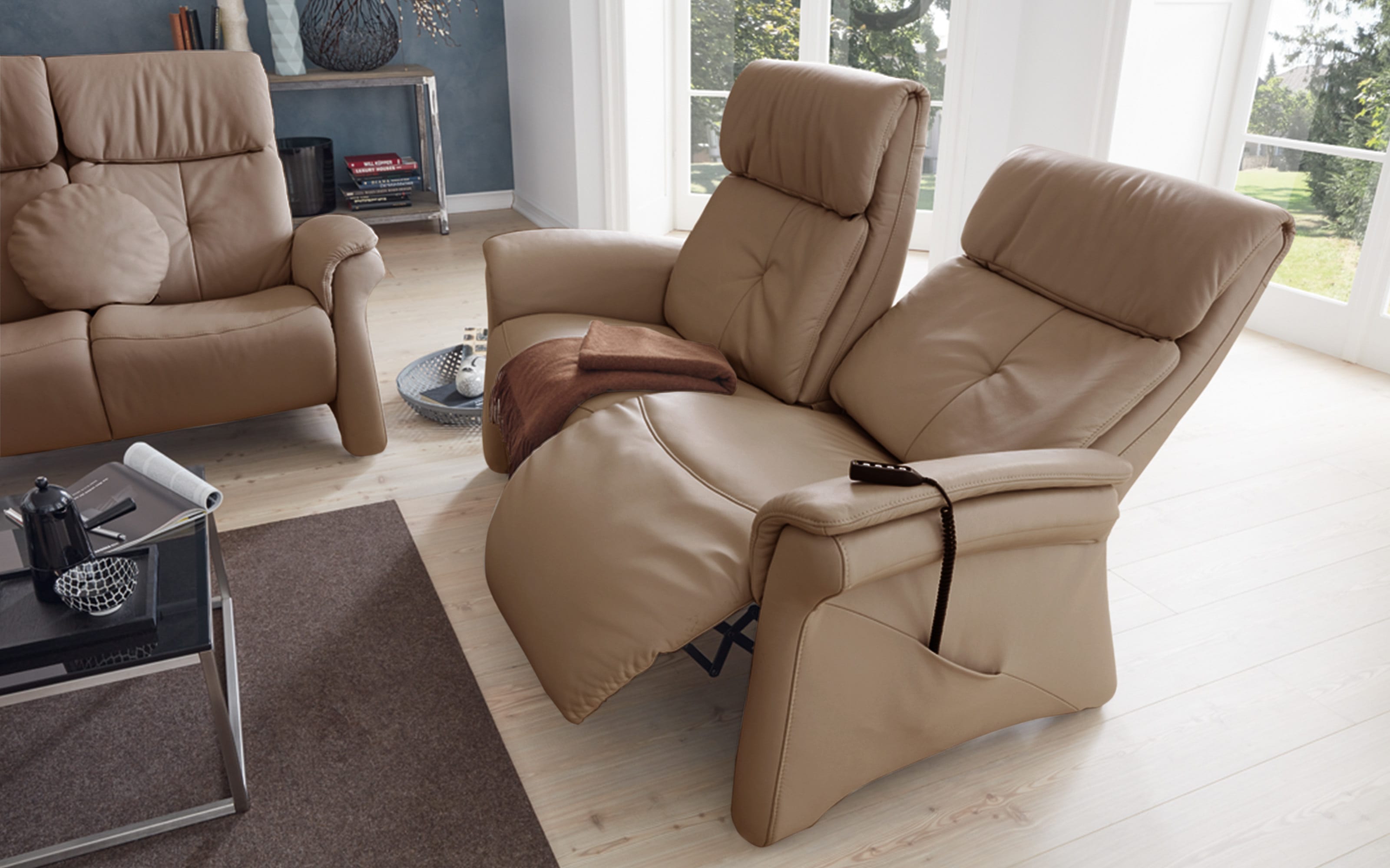 2,5-Sitzer 4792 in wood, mit Sit & Relax Funktion