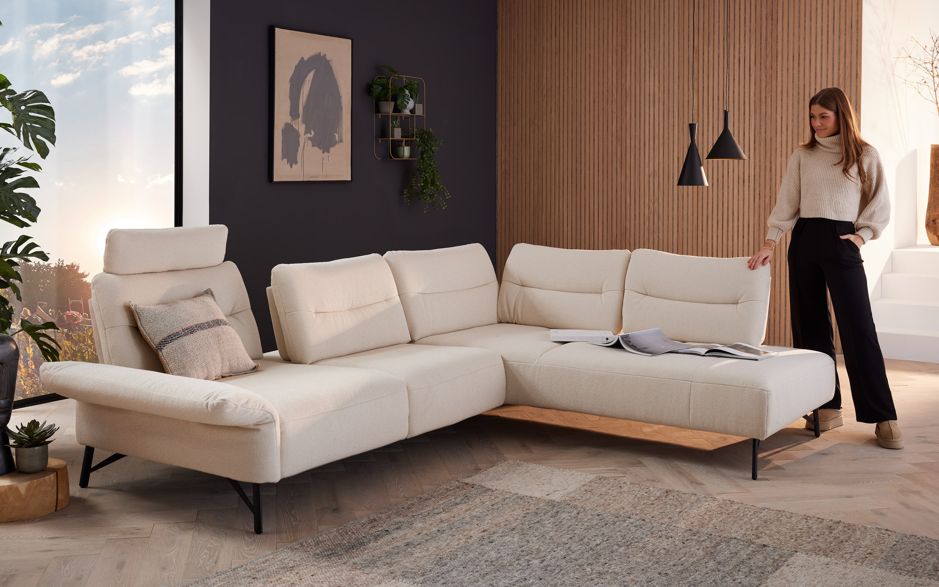 Wohnlandschaft Pelippa, beige, inkl. Funktionen