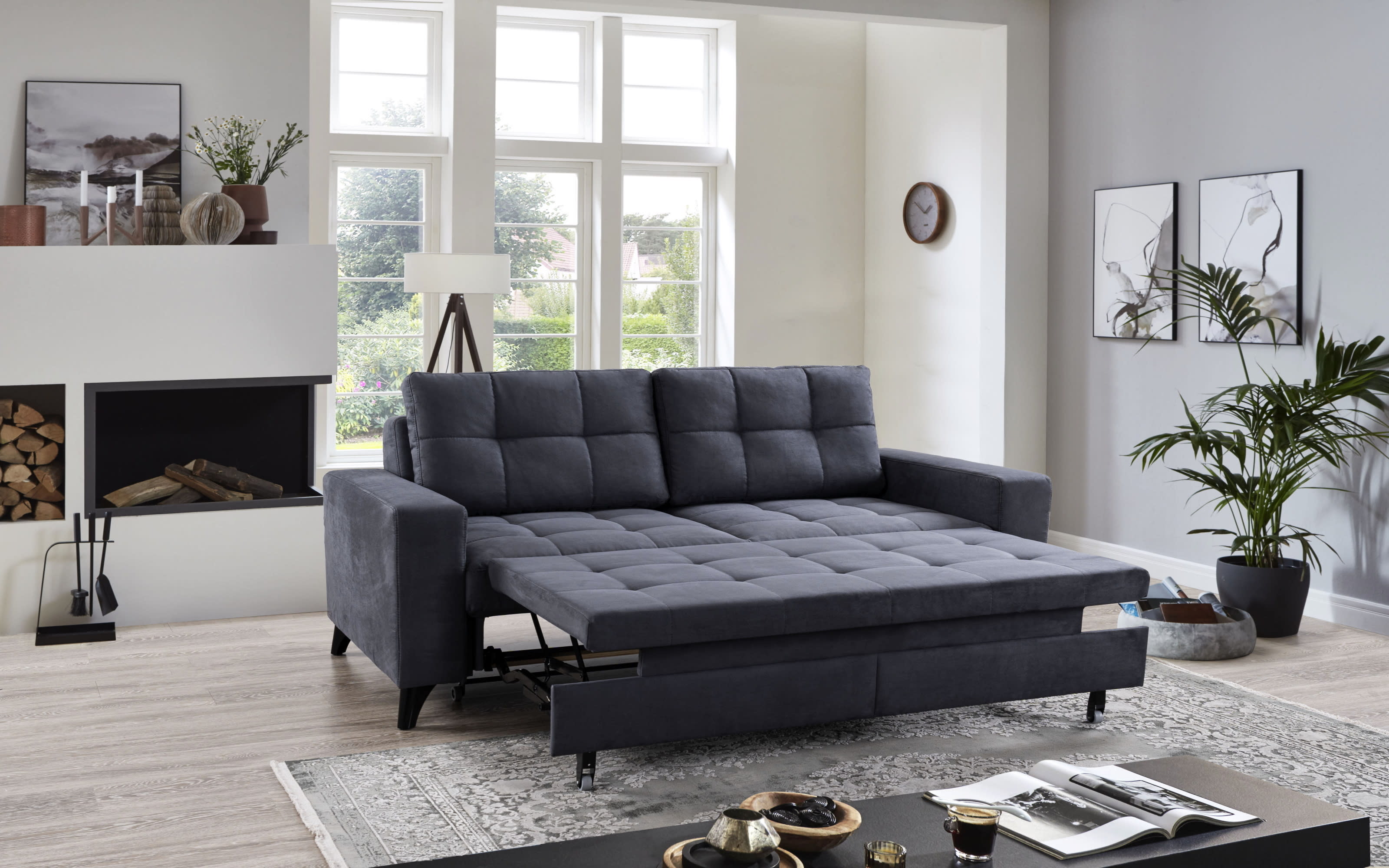 Schlafsofa Systemo Trend in grau, mit Funktion