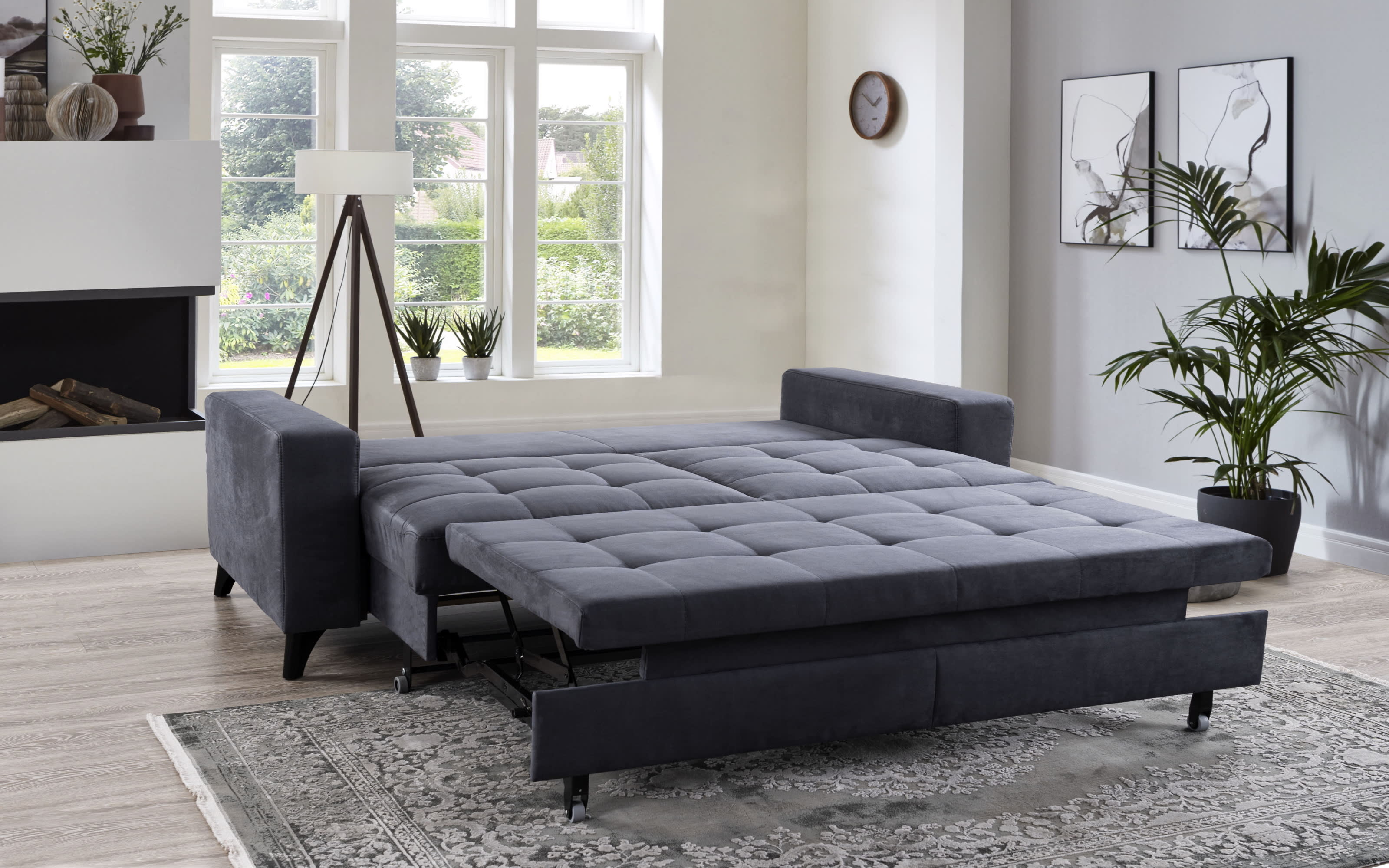 Schlafsofa Systemo Trend in grau, mit Funktion