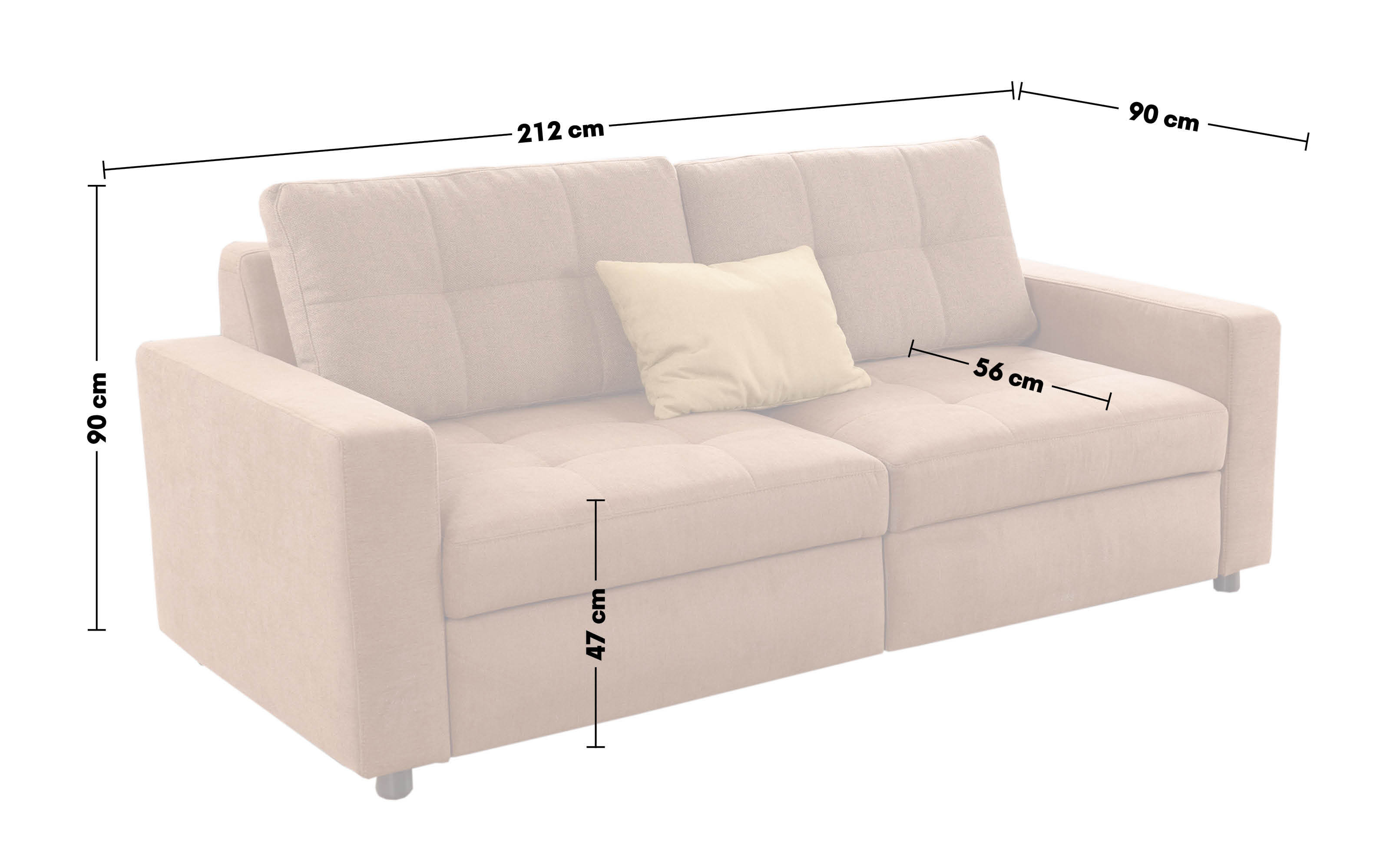 Schlafsofa Systemo 2072, kupfer, Liegefläche ca. 180 x 200 cm