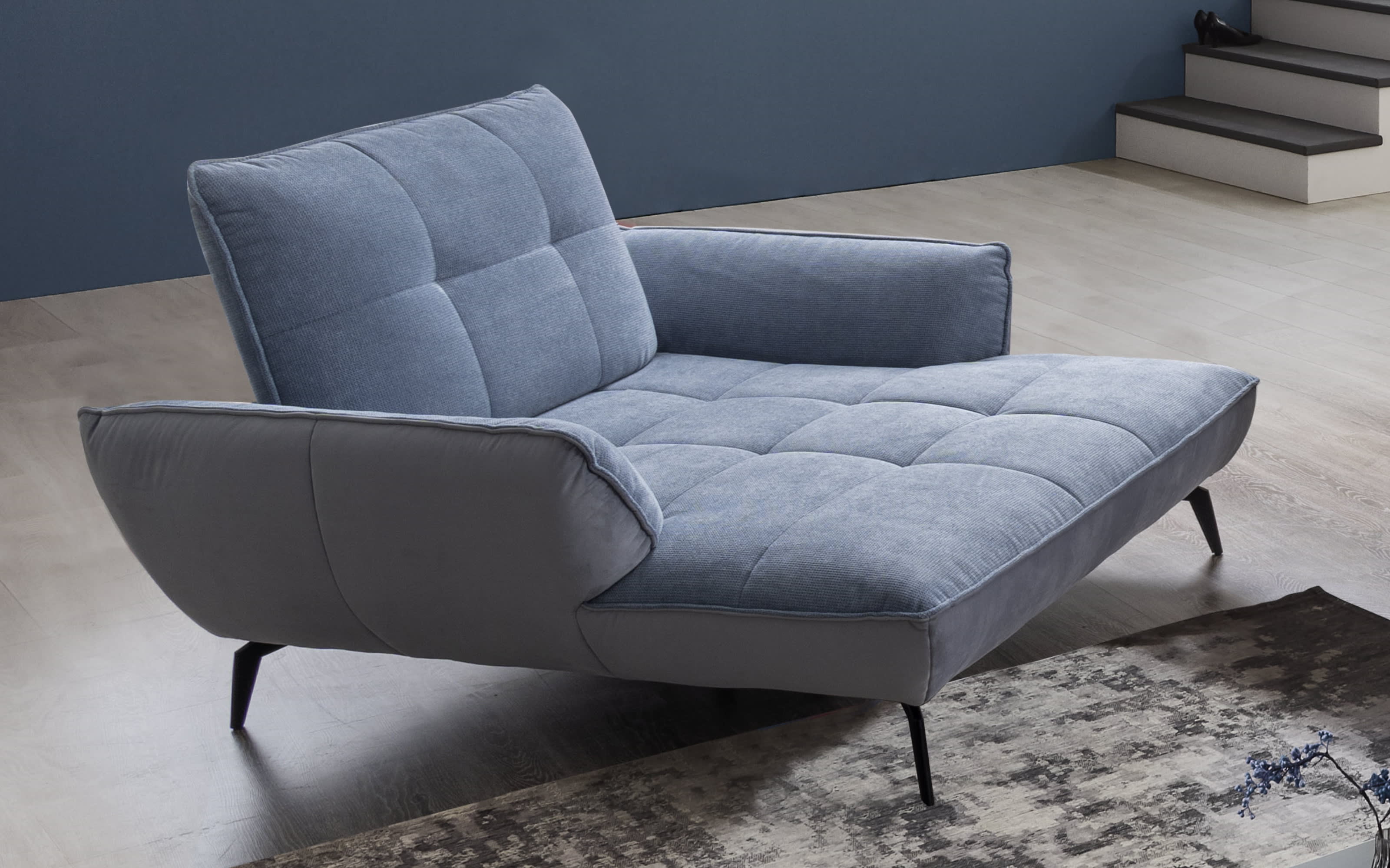 Loveseat Ticona, blau, hellgrau