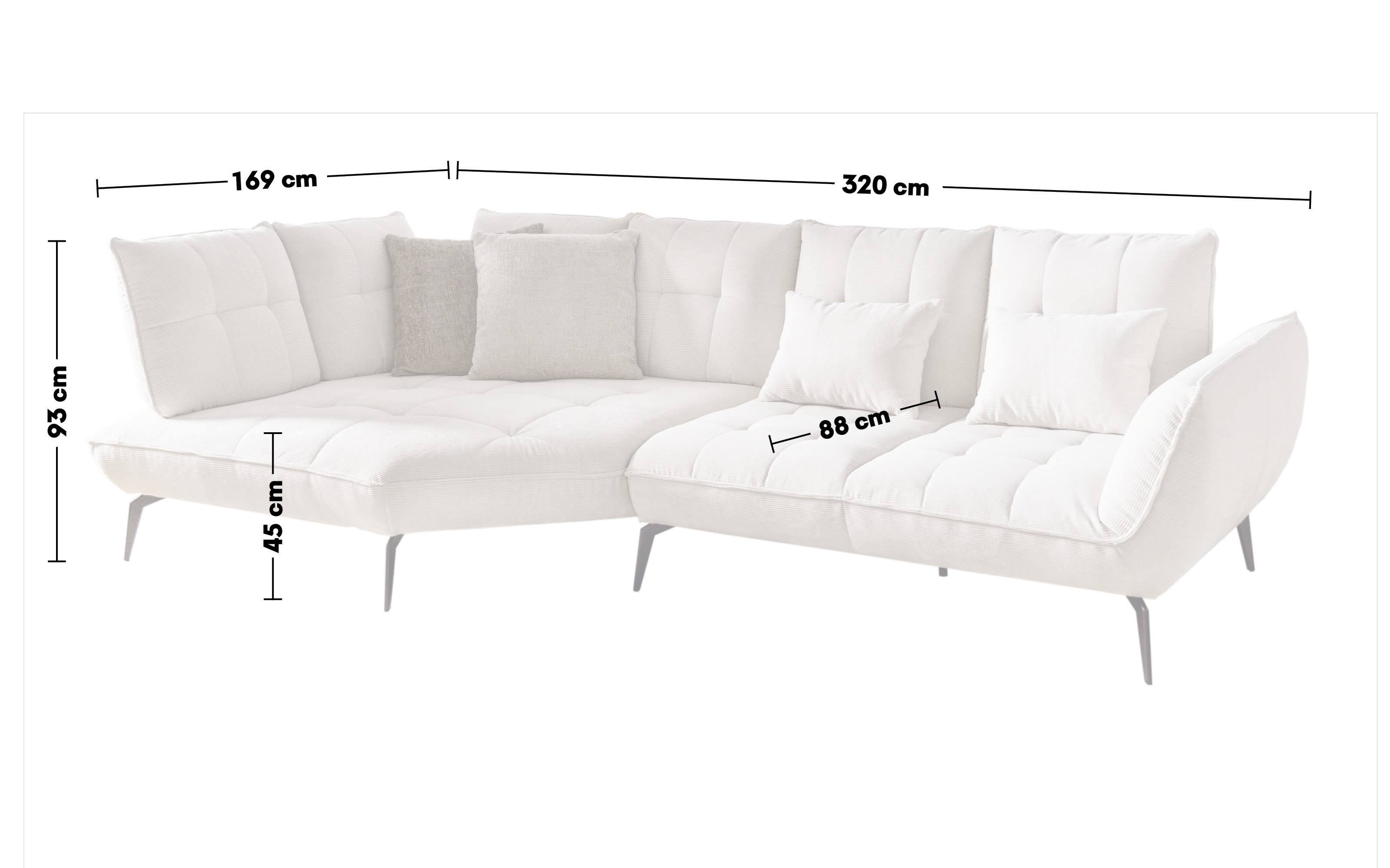 Wohnlandschaft Ticona, creme, inkl. Sitztiefenverstellungen