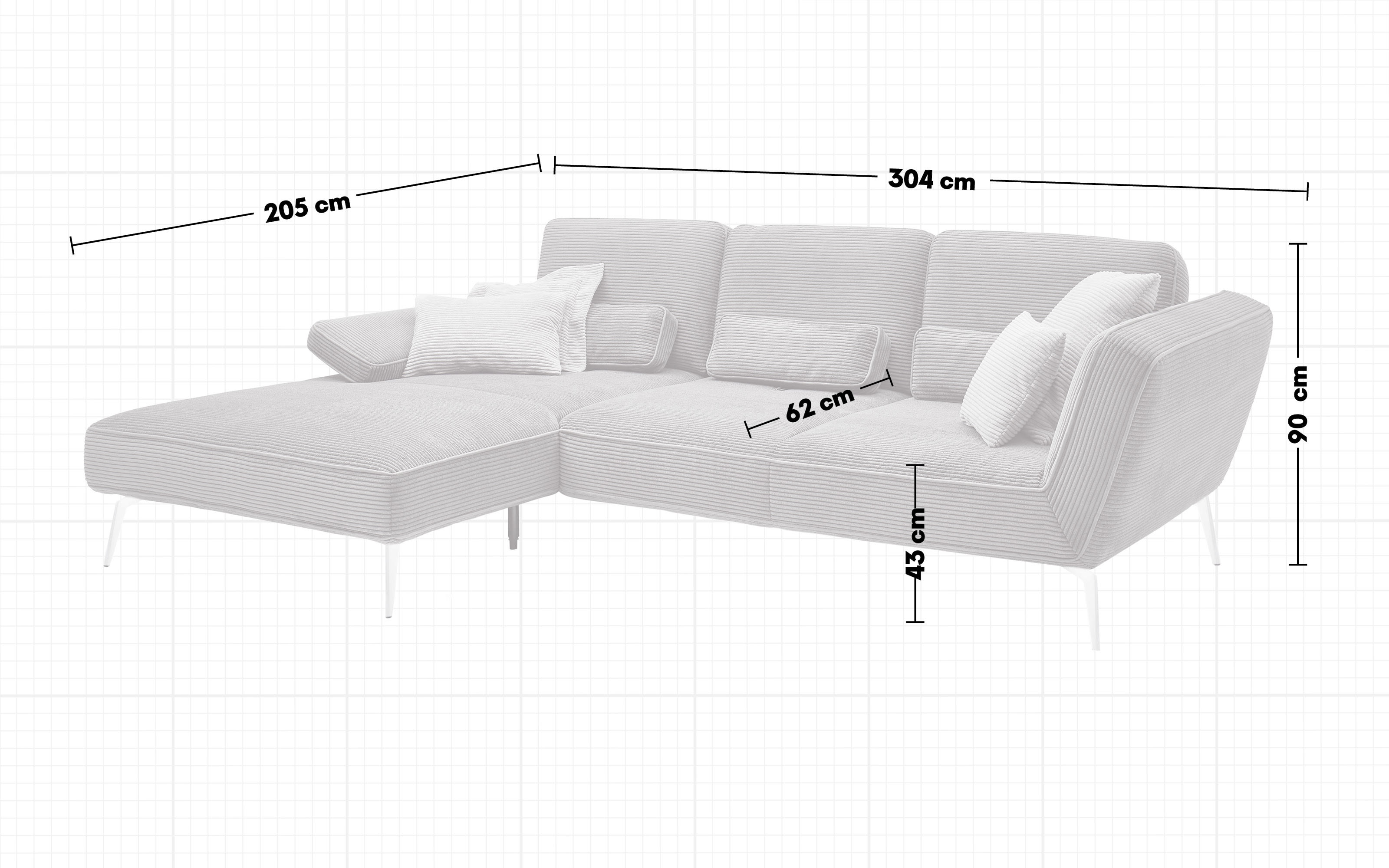 Wohnlandschaft SO 4500, grau, inkl. Funktionen