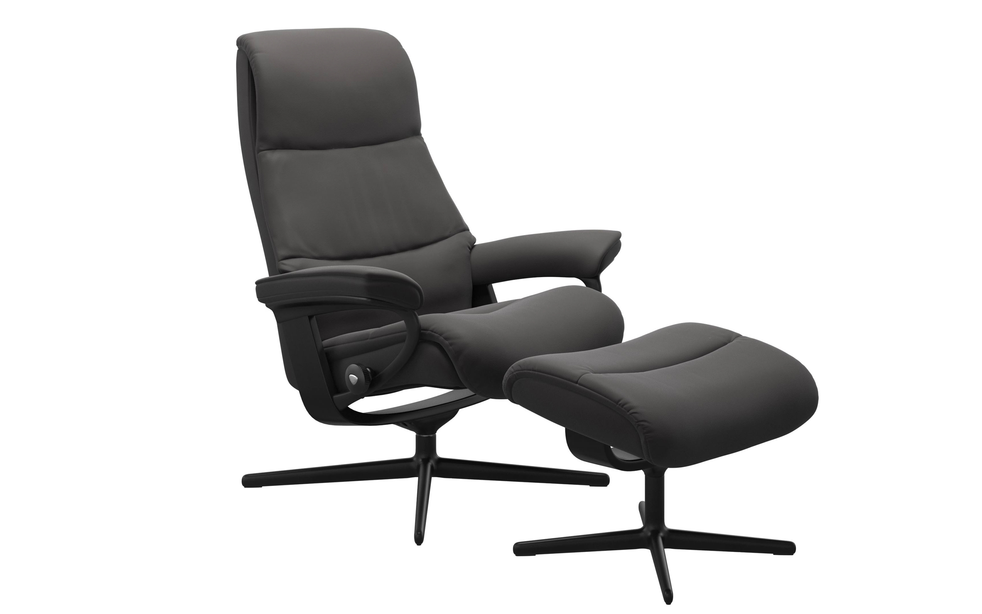 Leder Ruhesessel Stressless View, dunkelgrau/schwarz