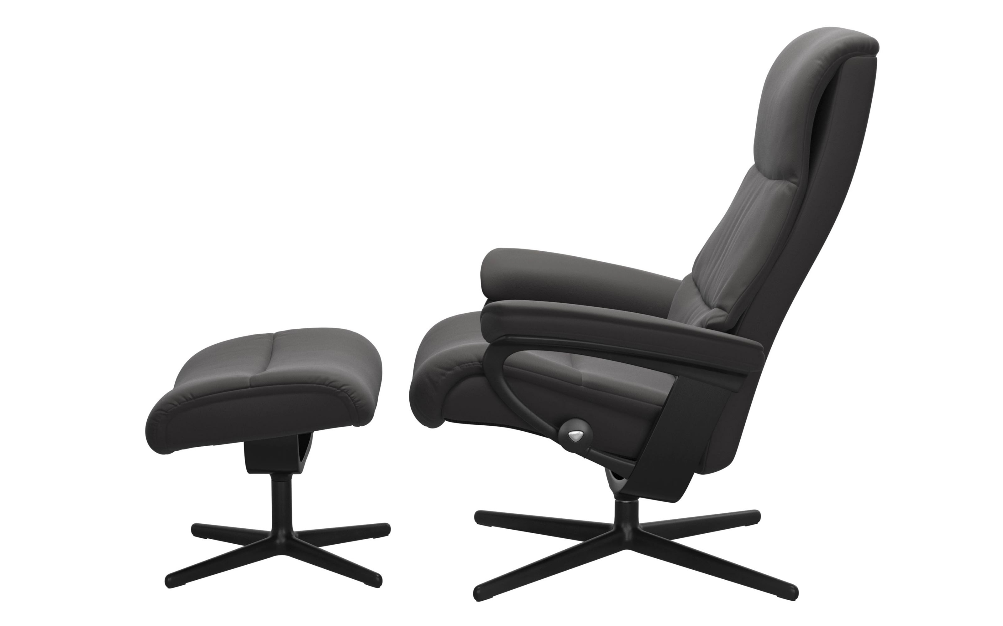 Leder Ruhesessel Stressless View, dunkelgrau/schwarz