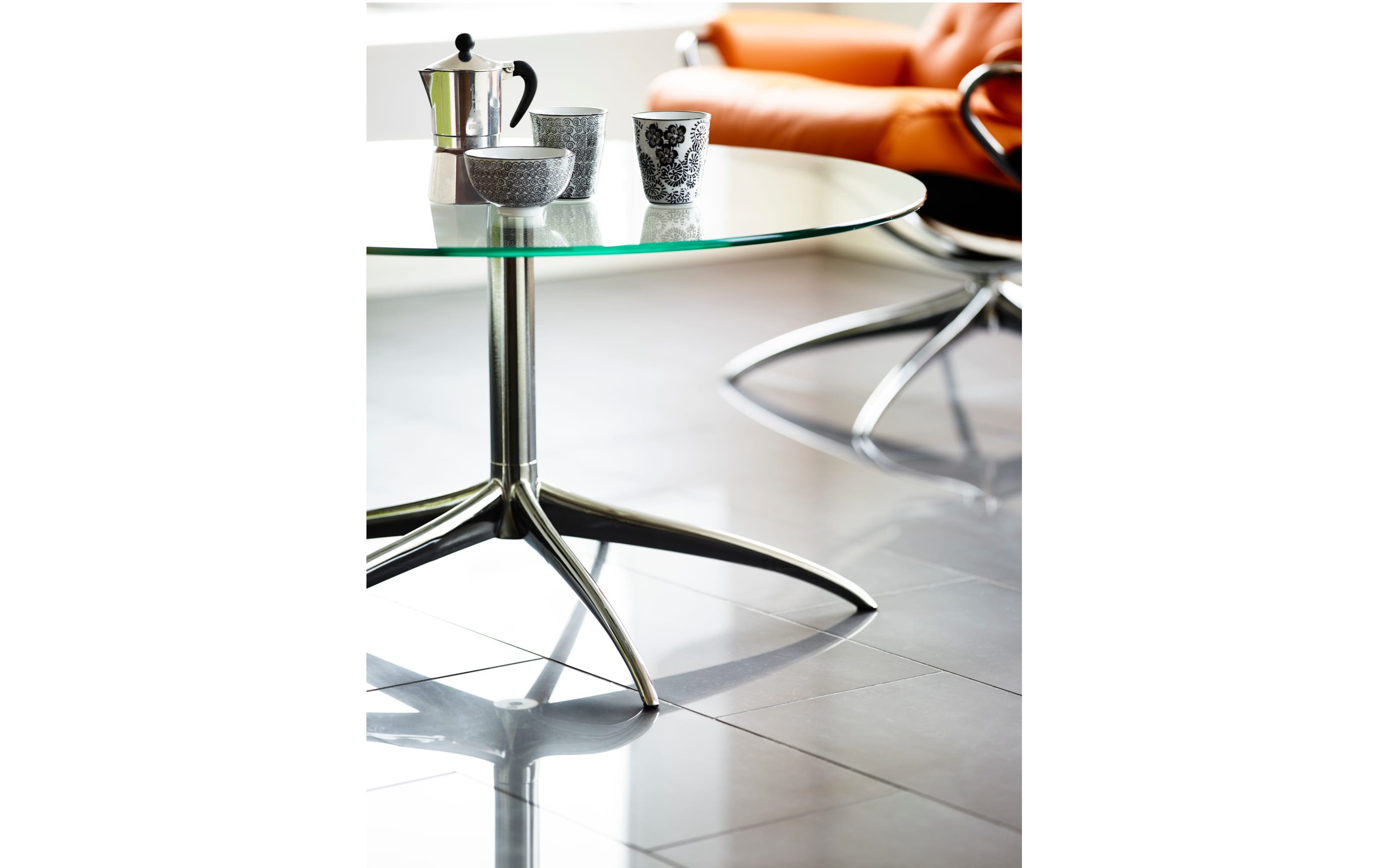 Tisch Urban, Klarglas, Stahl, 55 cm