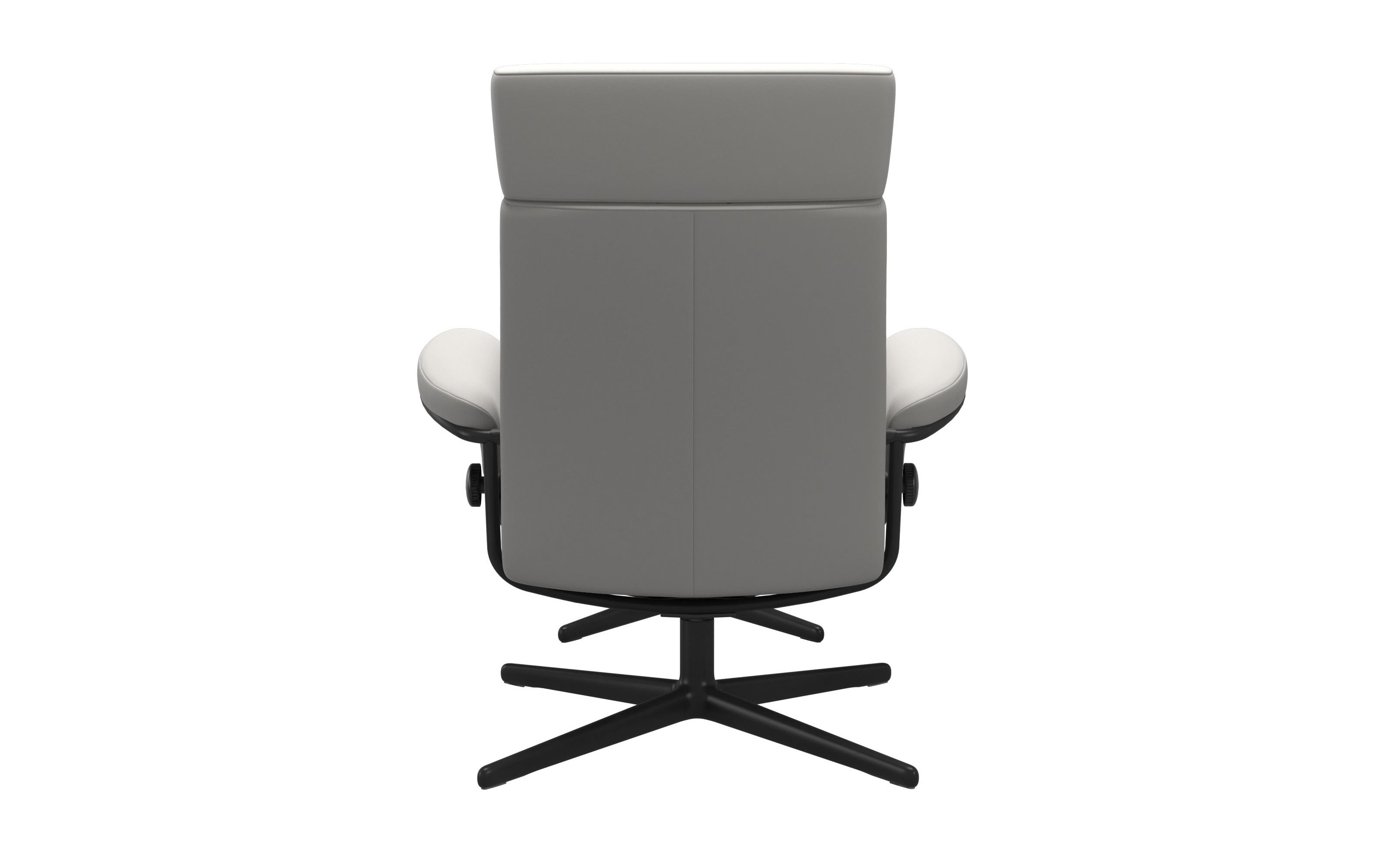 Leder Ruhesessel Tokyo mit Hocker, grau/schwarz