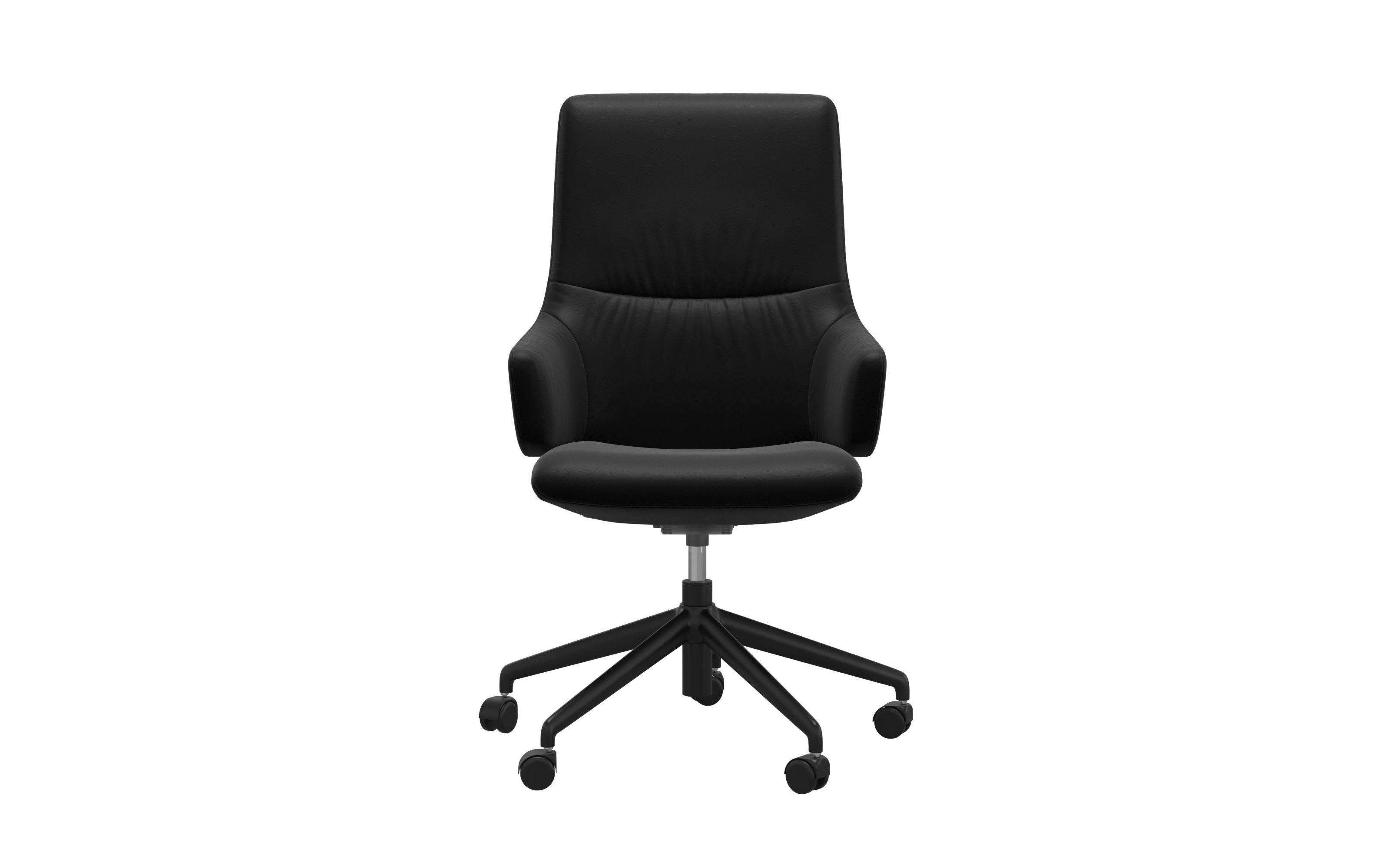 Leder Bürosessel Home-Office Mint mit hohem Rücken in Batick Black