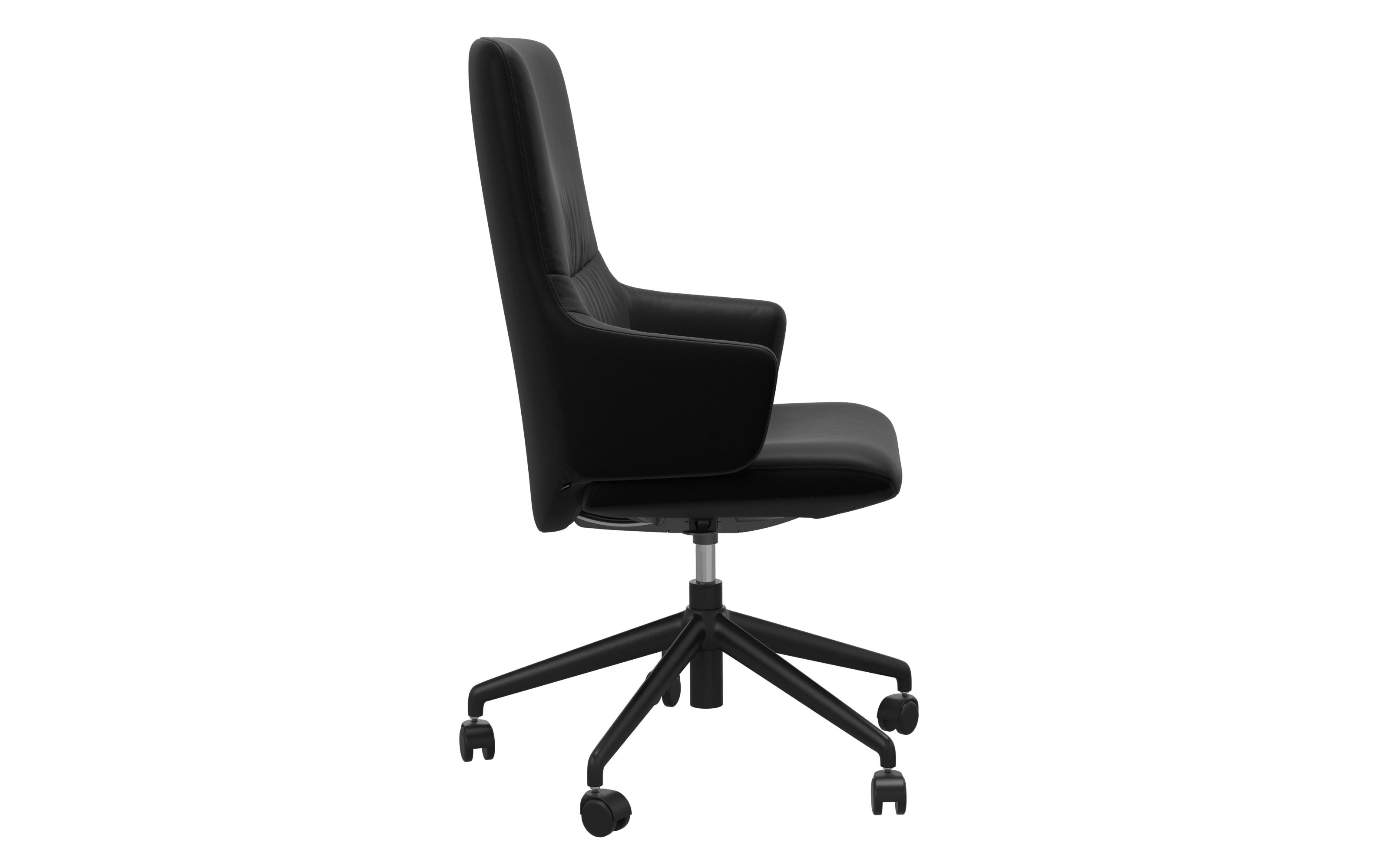 Leder Bürosessel Home-Office Mint mit hohem Rücken in Batick Black