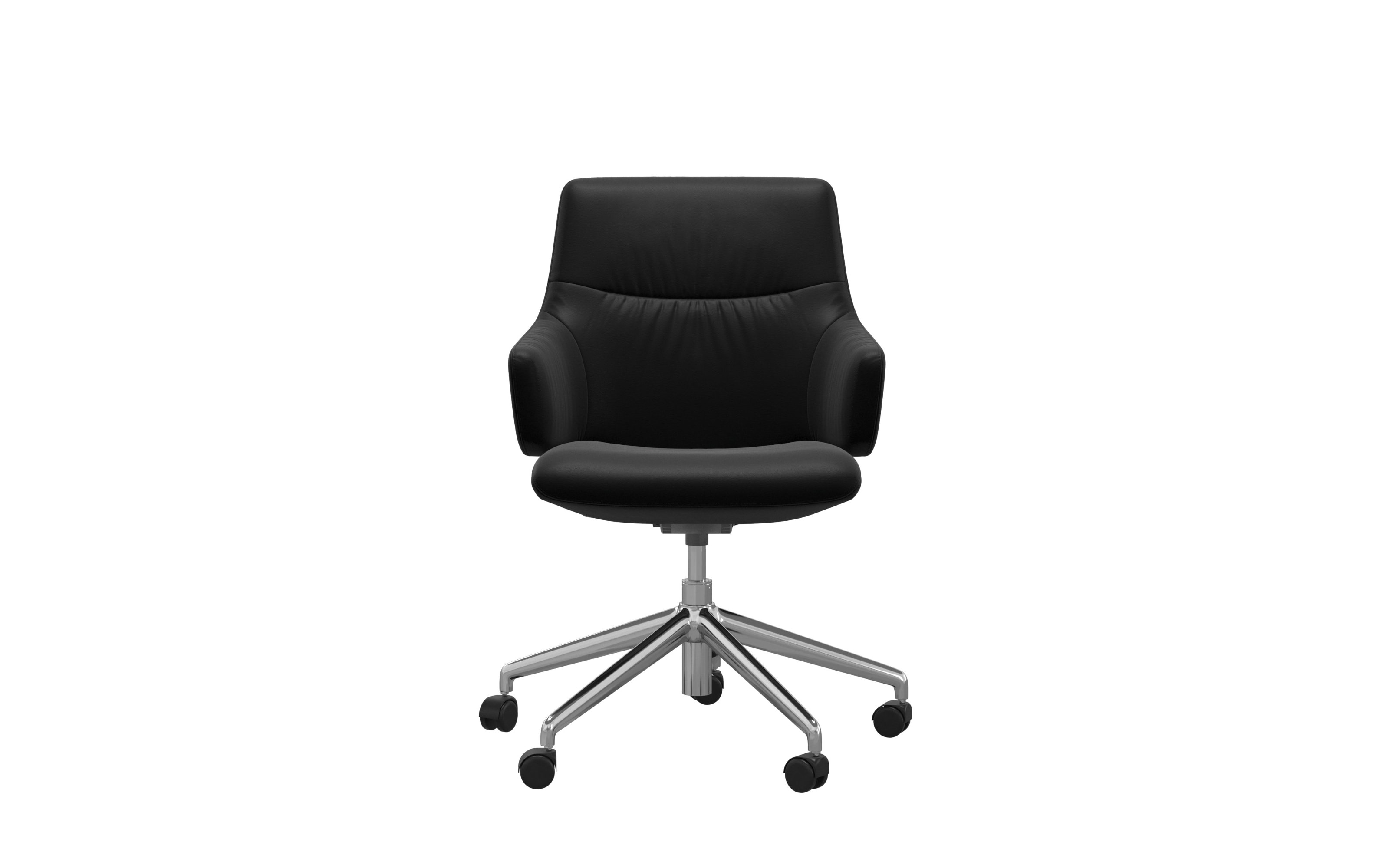 Leder Bürosessel Home-Office Mint, niedriger Rücken, Batick black