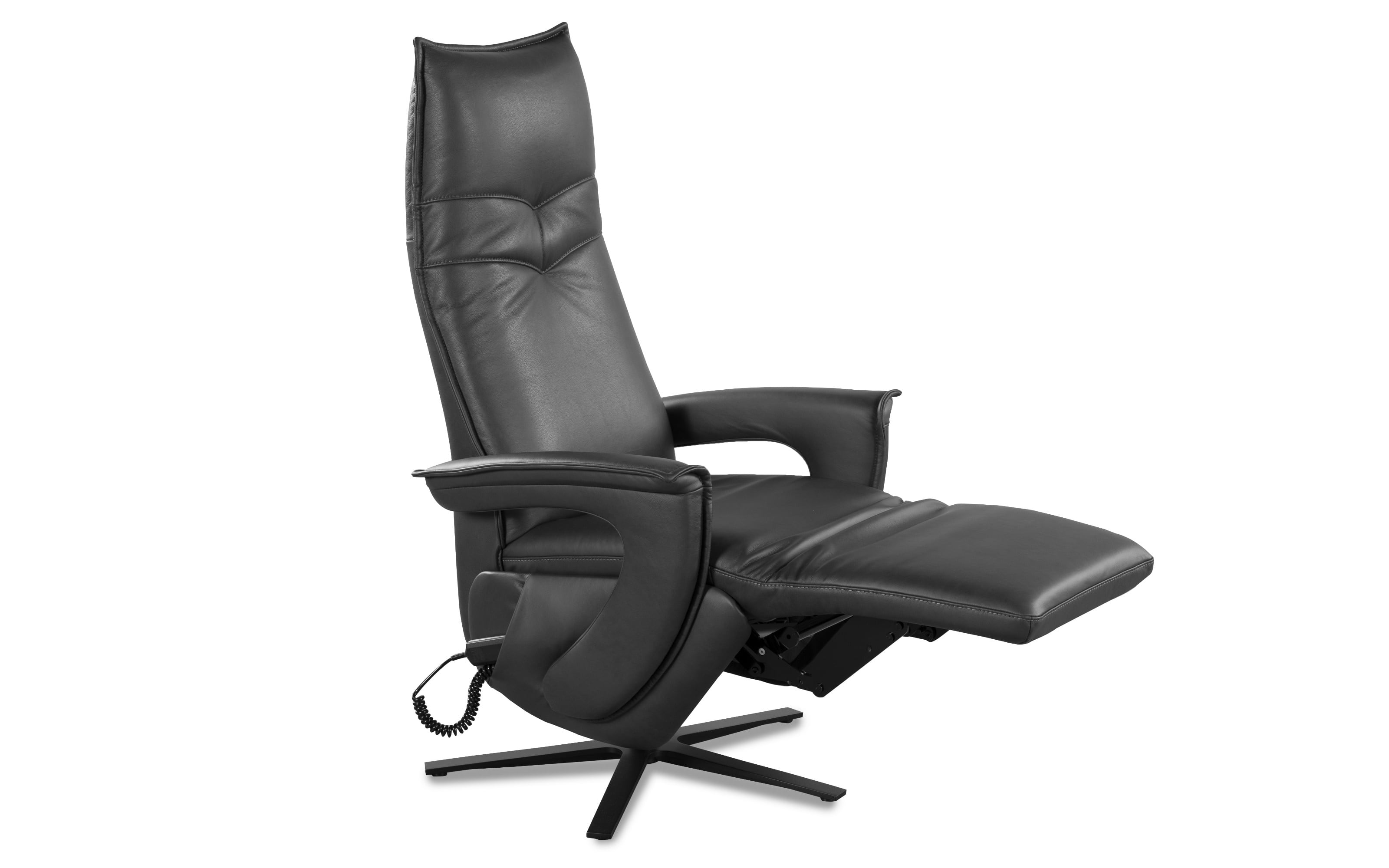Leder Fernsehsessel Hampton Legere, anthrazit, inkl. Funktionen