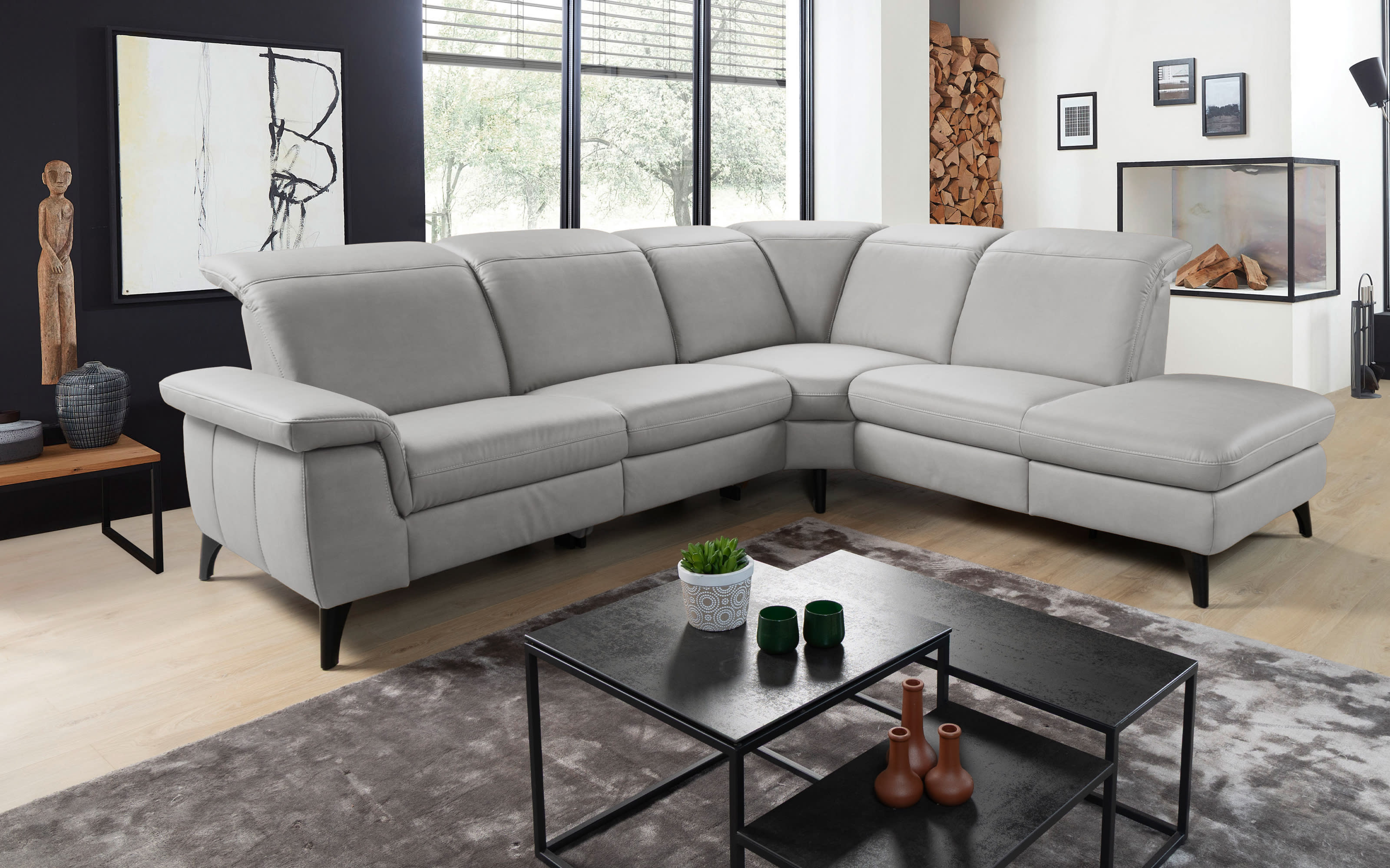 Ecksofa Magma, silber, inkl. Funktionen