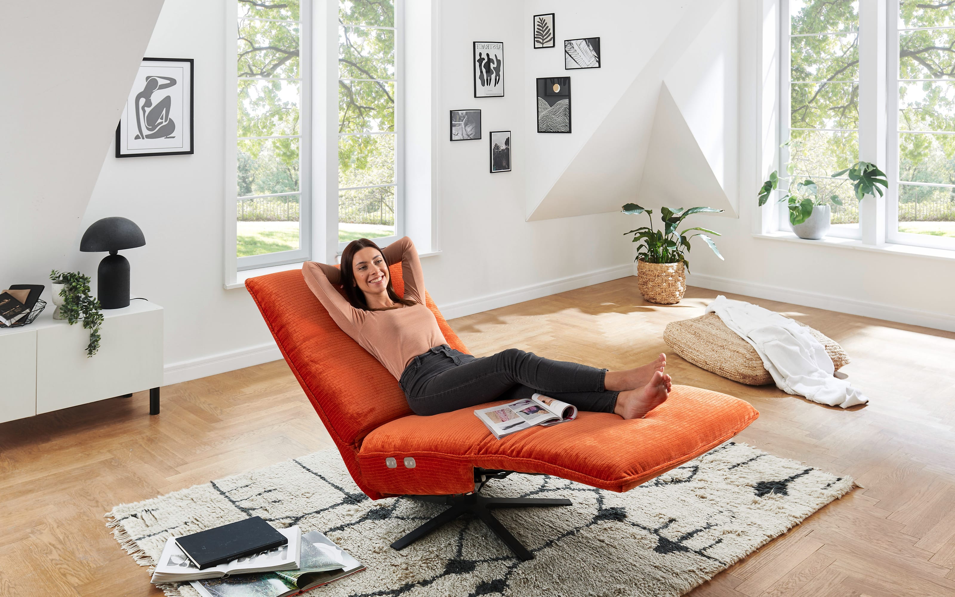 Relaxliege Ringo, aperol, inkl. Herz-Waage-Funktion