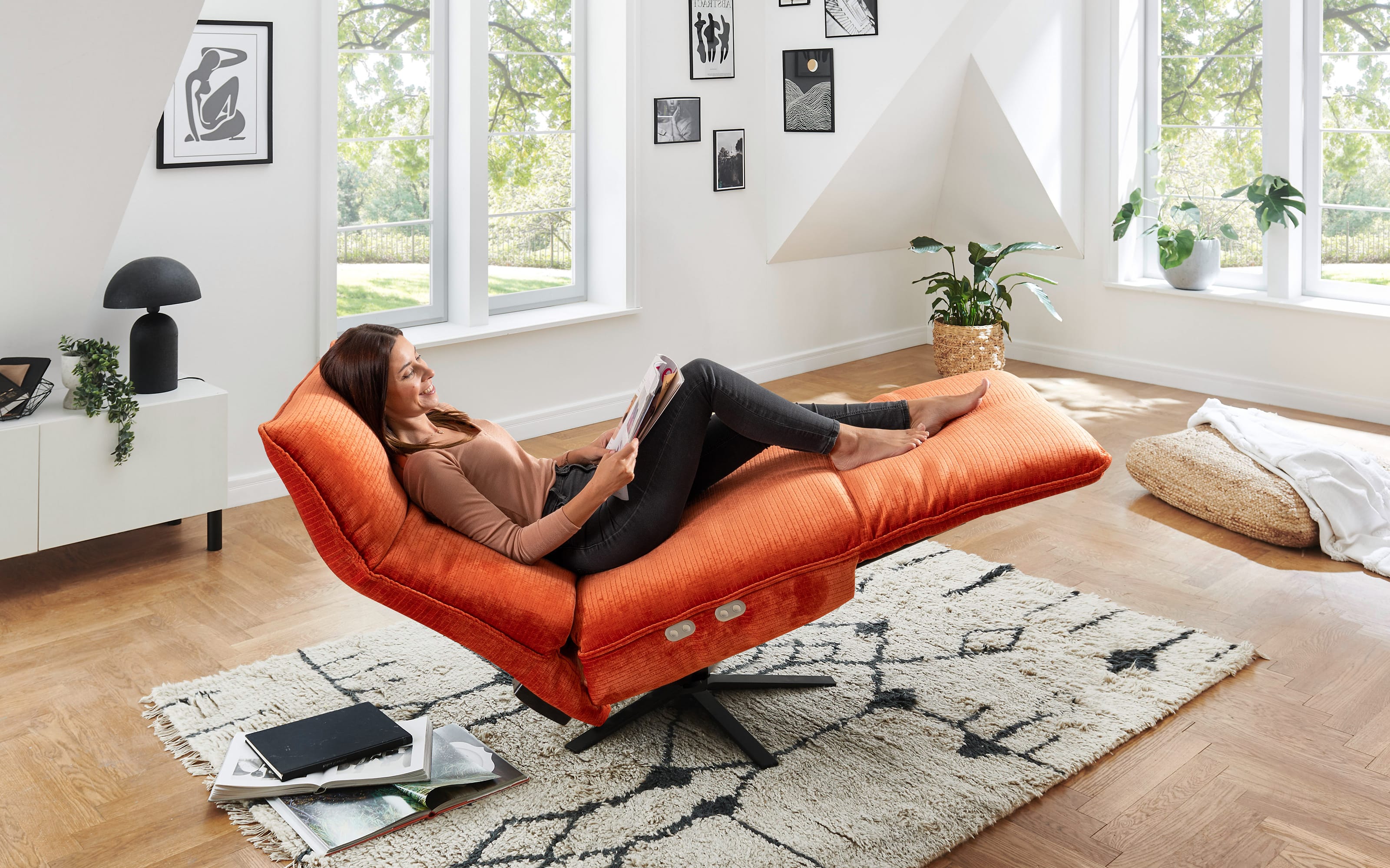 Relaxliege Ringo, aperol, inkl. Herz-Waage-Funktion