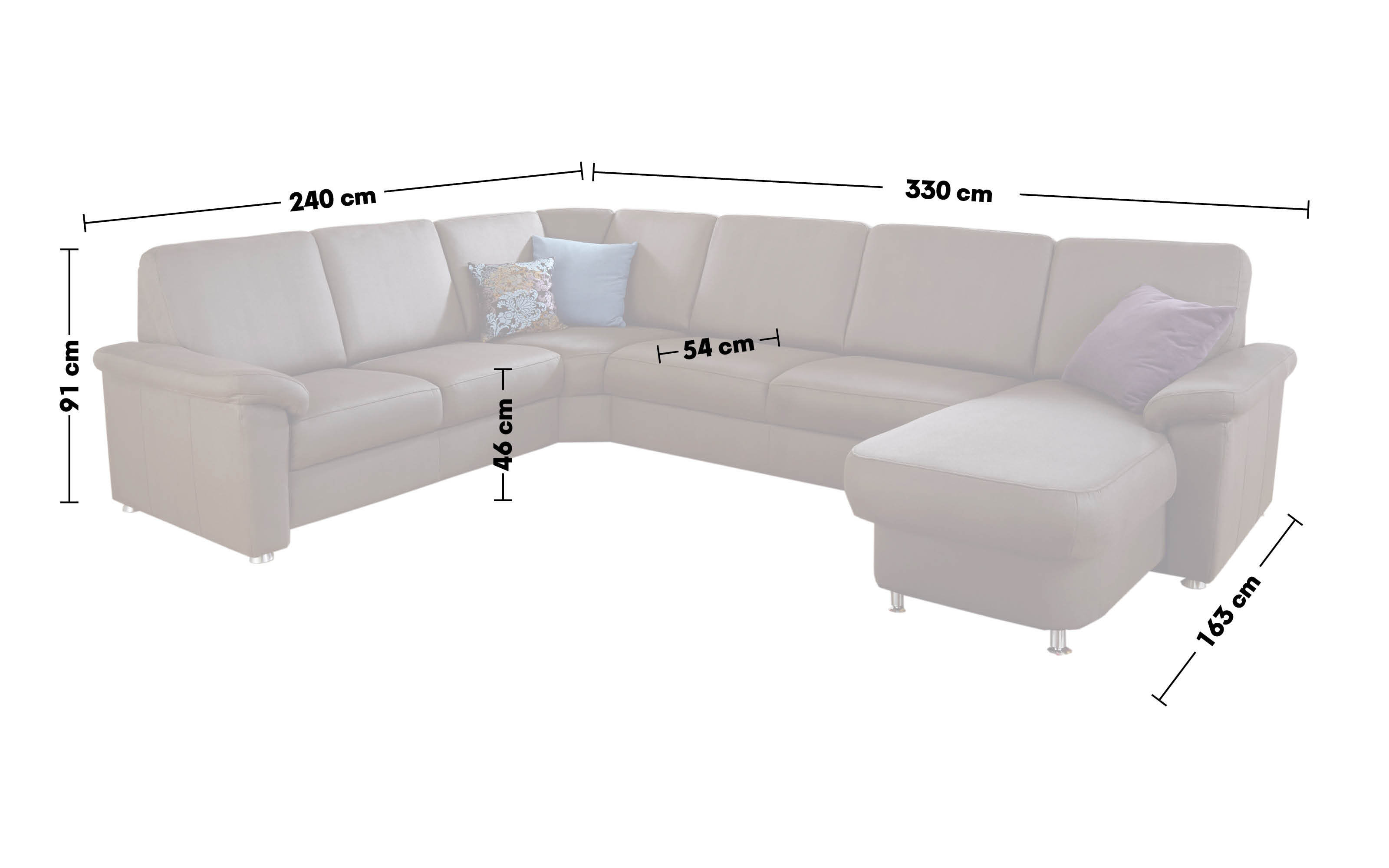 Wohnlandschaft ZE-EM09003, nougat, Canape rechts