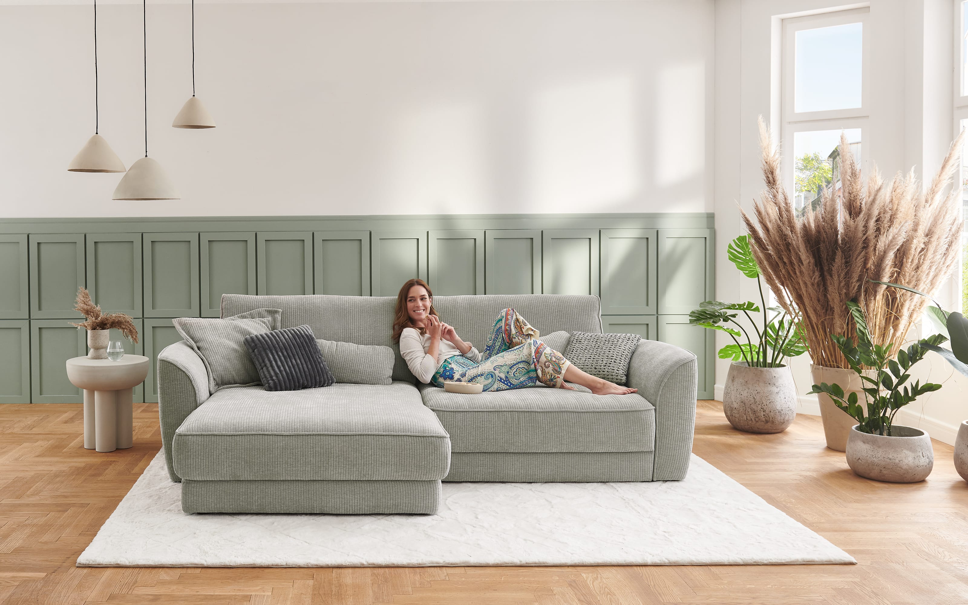 Wohnlandschaft ZE-EM25094, grau, inkl. Sitztiefenverstellung