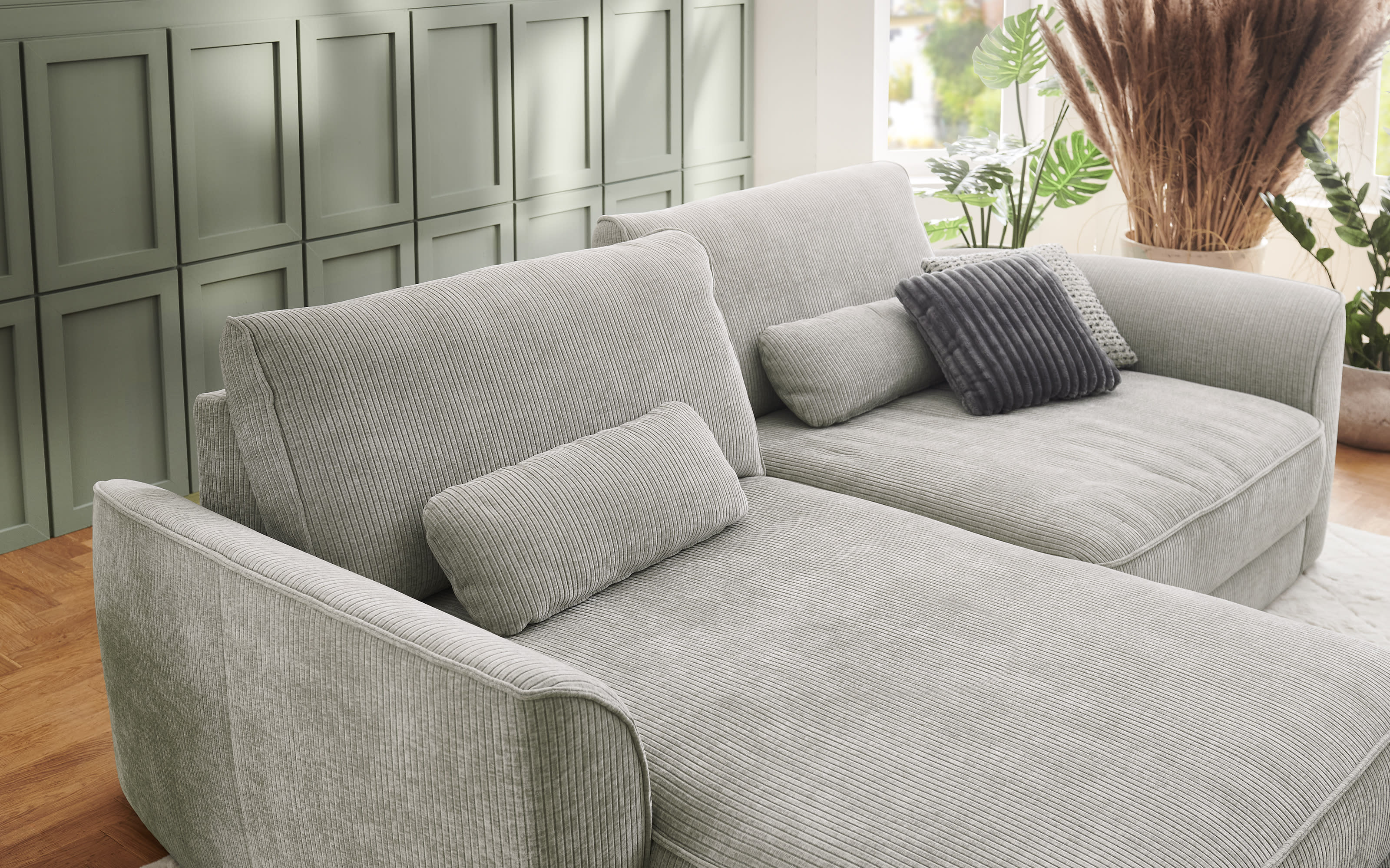 Wohnlandschaft ZE-EM25094, grau, inkl. Sitztiefenverstellung