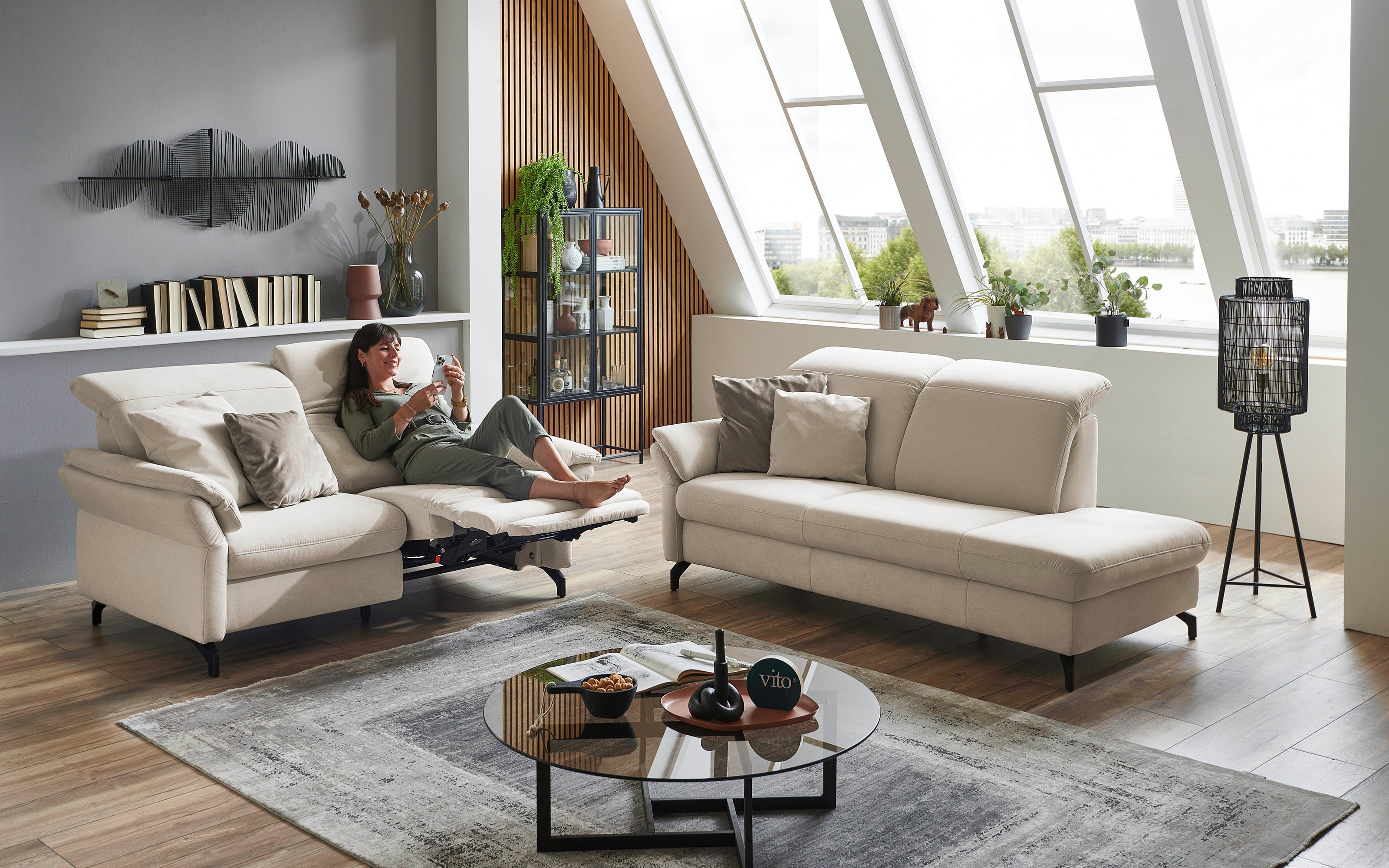 Polstergarnitur Sardena, beige, inkl. Funktionen