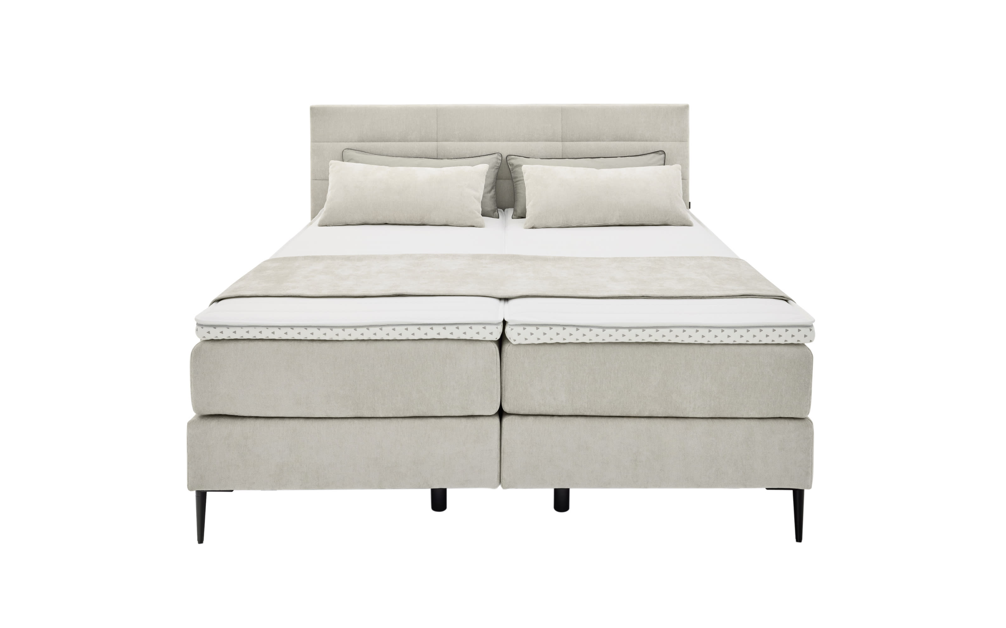 Boxspringbett Eforma, creme, 180 x 200 cm, Härtegrad 3/3