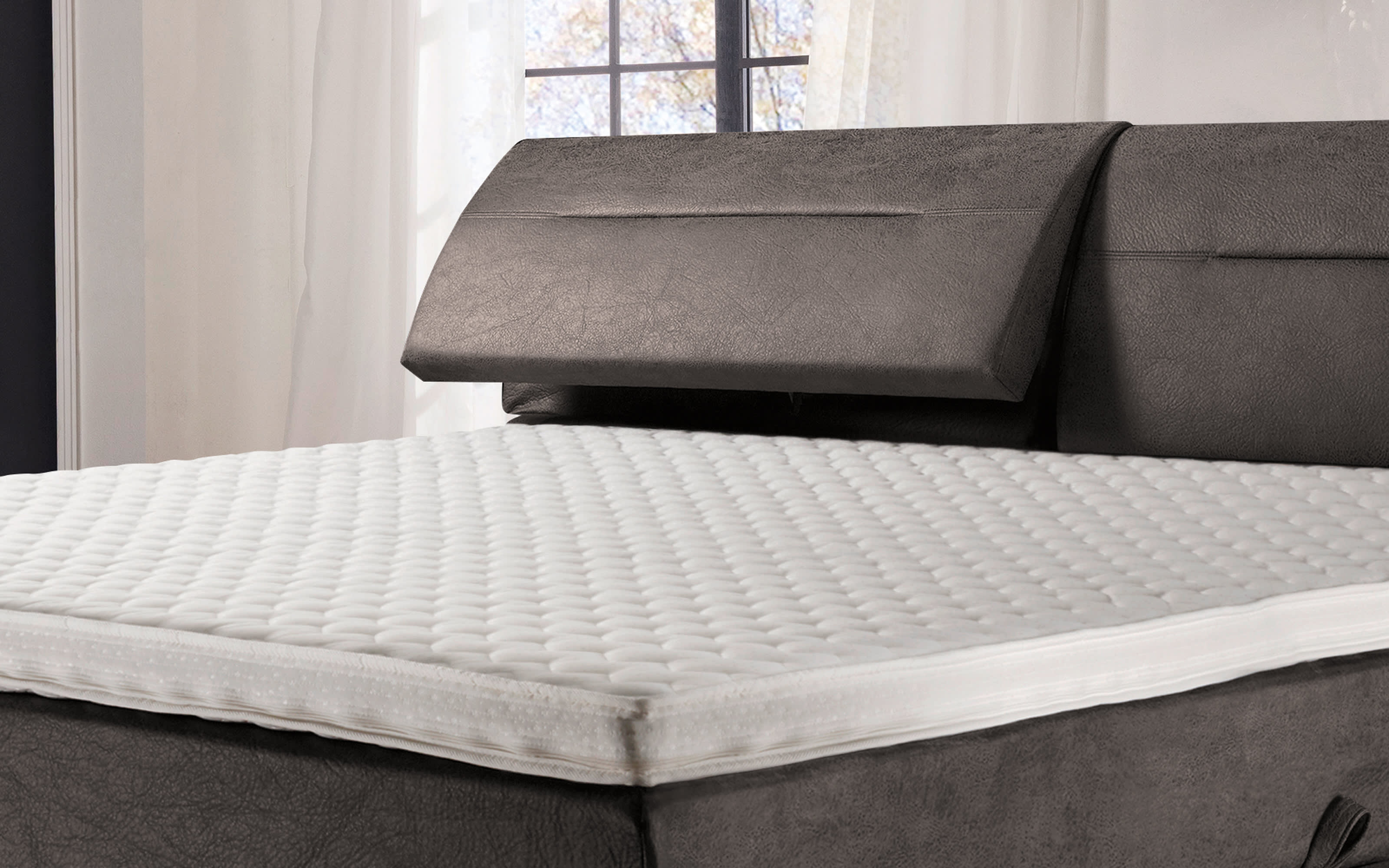 Boxspringbett Diamanti, anthrazit, 180 x 200 cm, Härtegrad 2