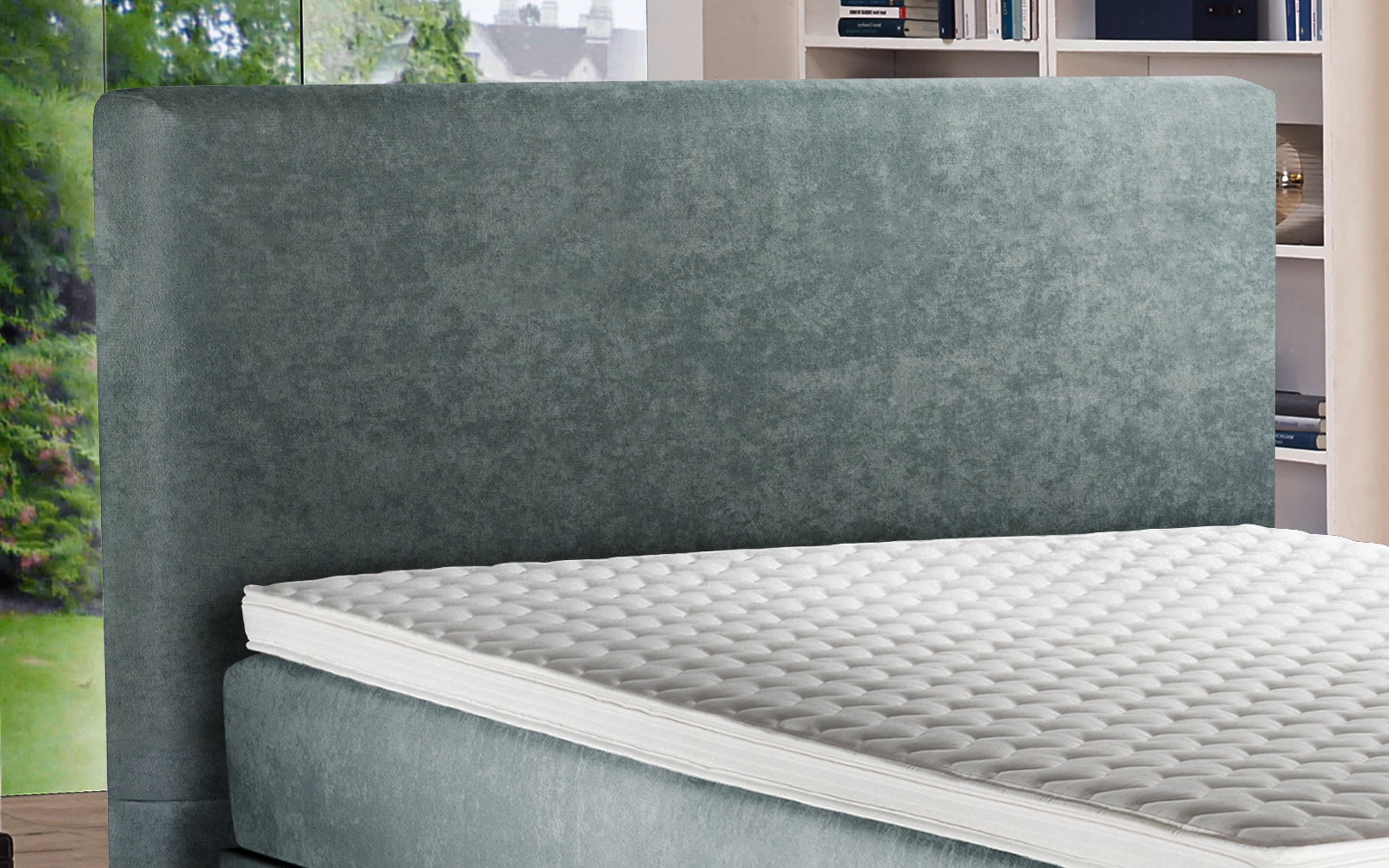 Boxspringbett Diamanti, türkis, 140 x 200 cm