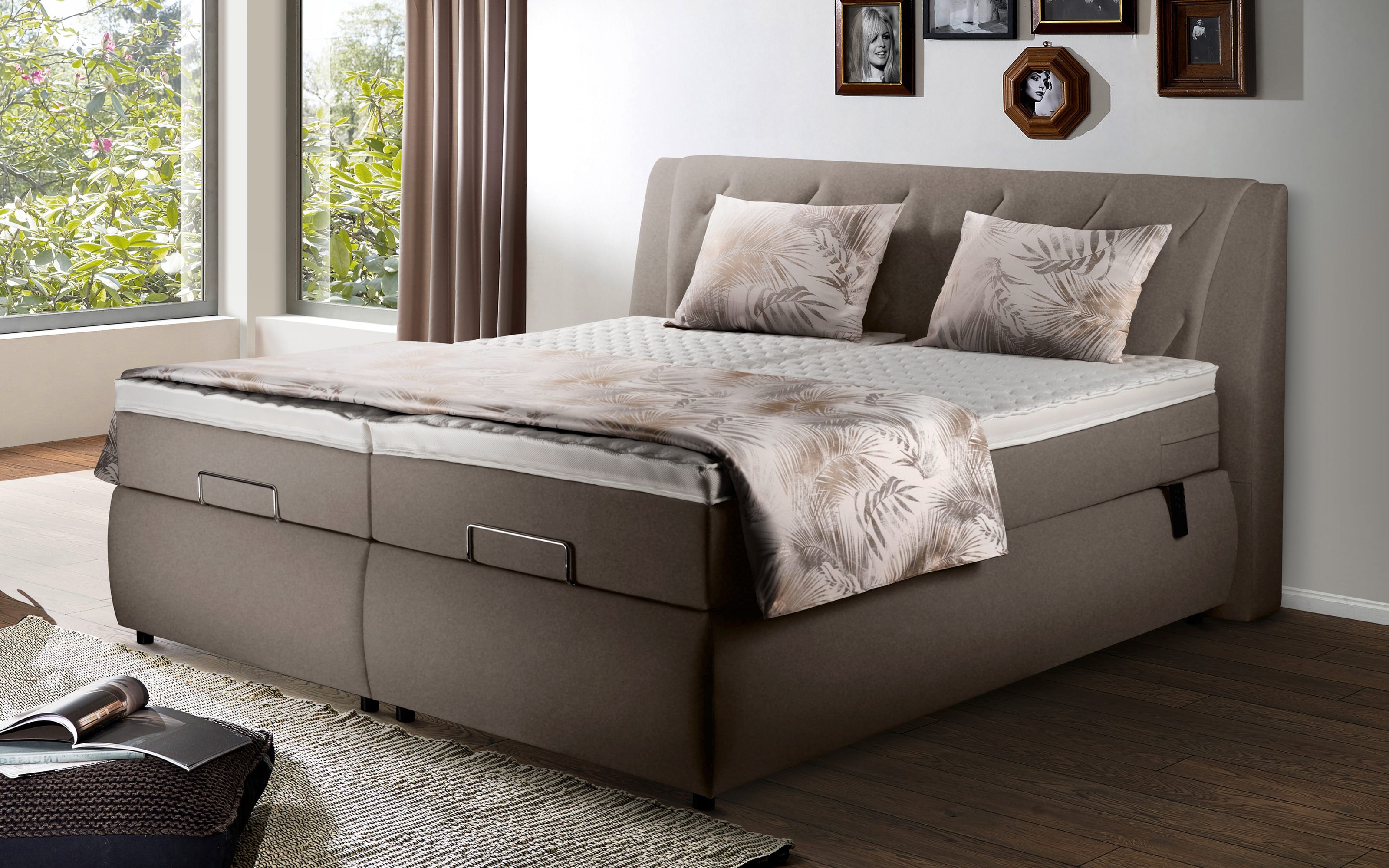 Motor-Boxspringbett Diamanti, granit, 180 x 200 cm, Härtegrad 3 und 4