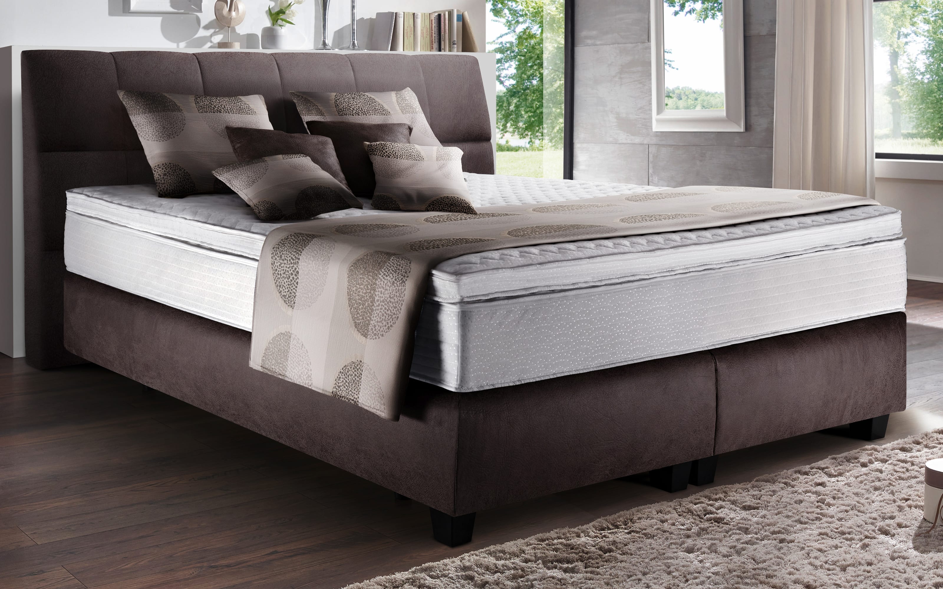 Boxspringbett Aryelle 200, anthrazit, 180 × 200 cm, Härtegrad 2