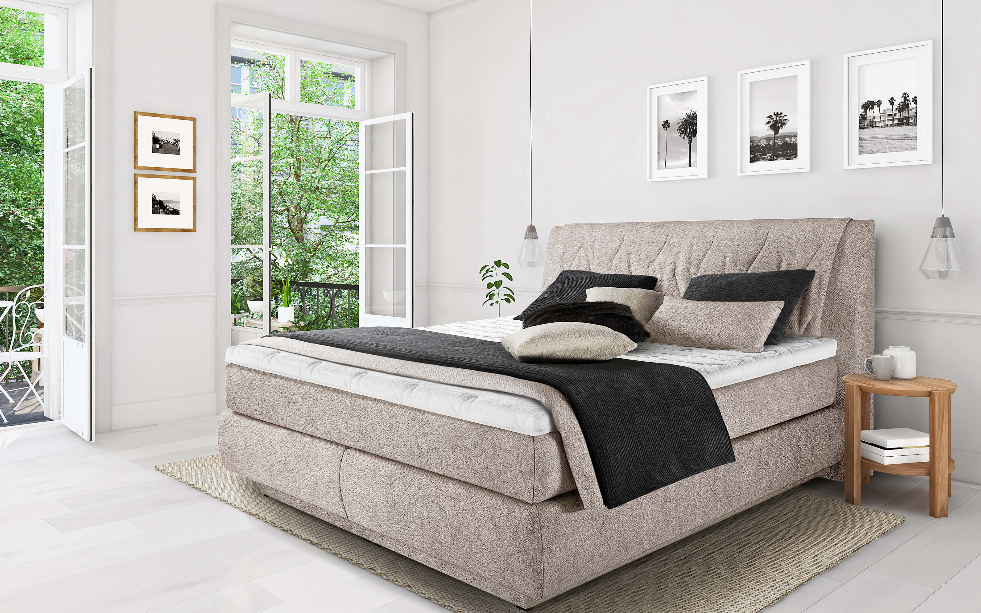 Boxspringbett Brillant, creme, 180 x 200 cm