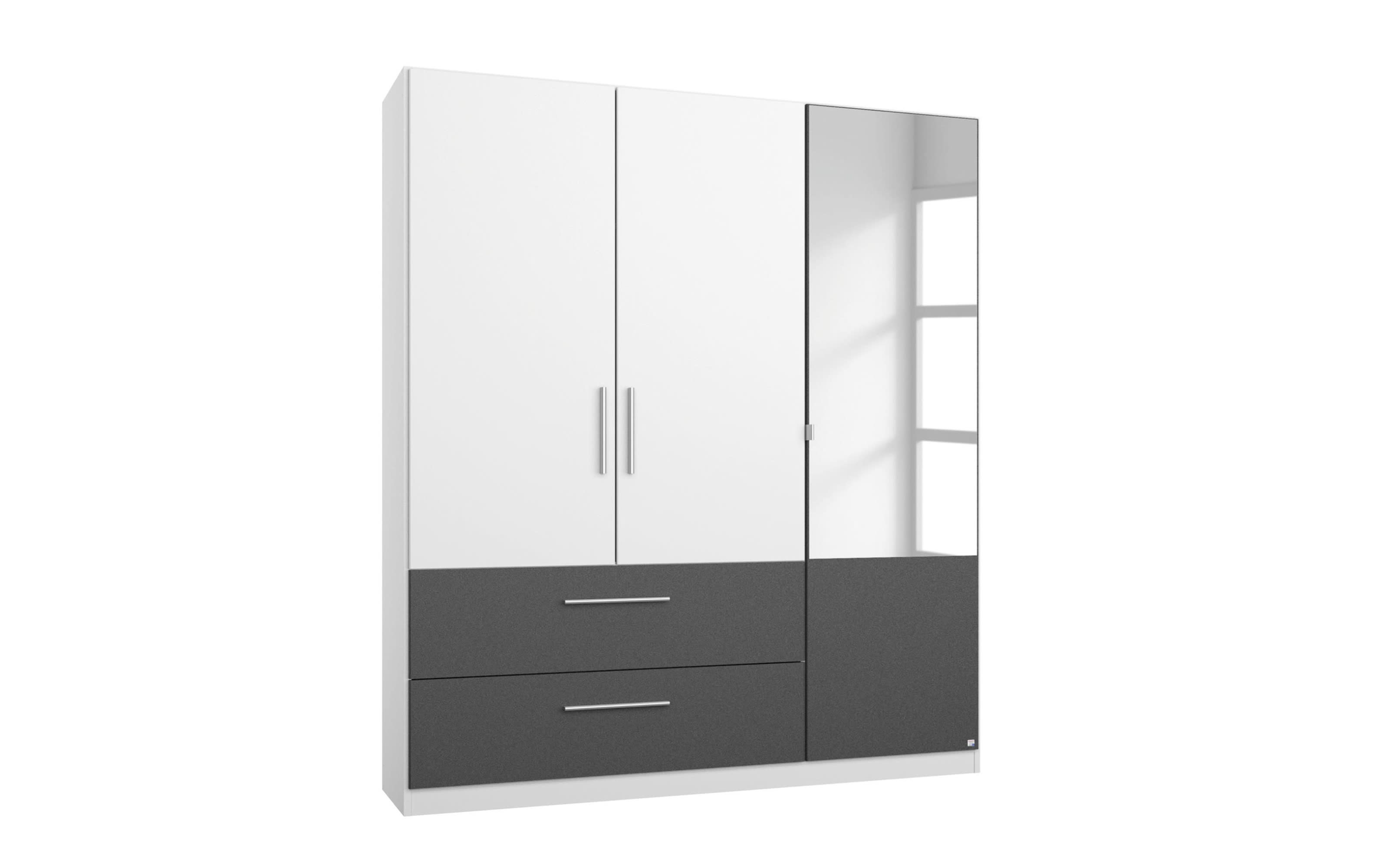 Drehtürenkleiderschrank Alvor, alpinweiß/grau-metallic, 136 cm