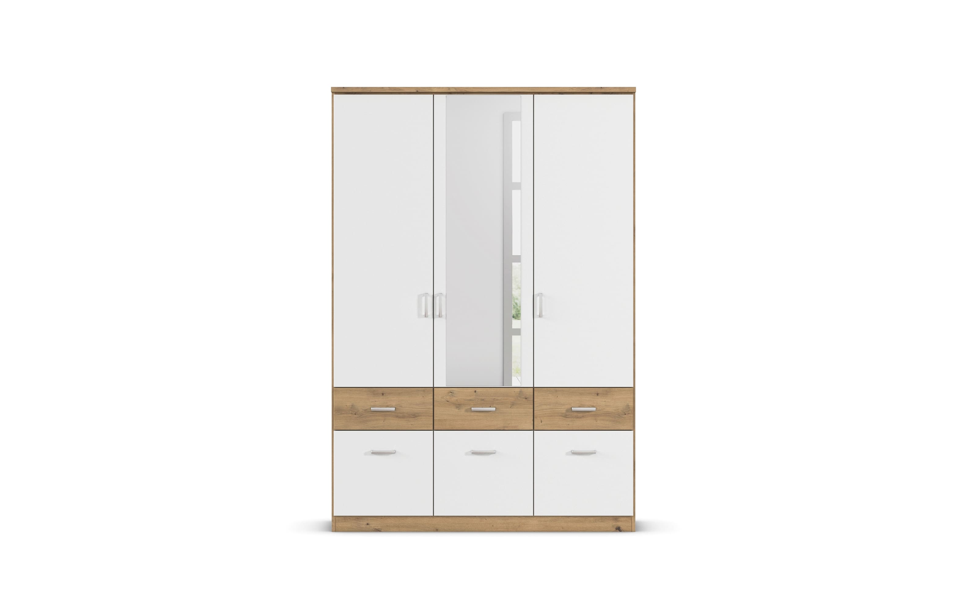 Drehtürenschrank Bremen Extra, weiß/Eiche-Nachbildung, 136 x 199 cm
