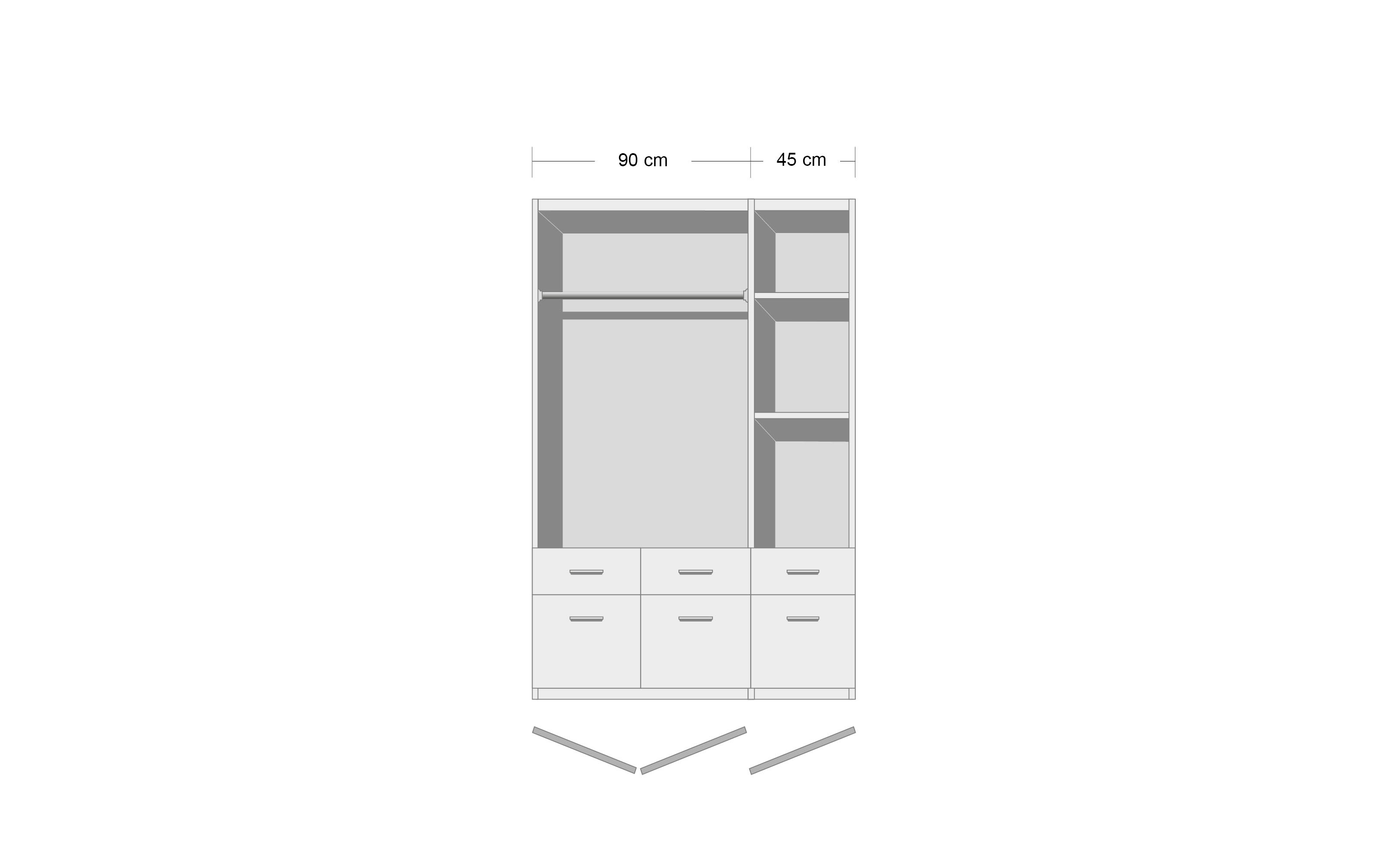 Drehtürenschrank Celle, weiß, 136 cm