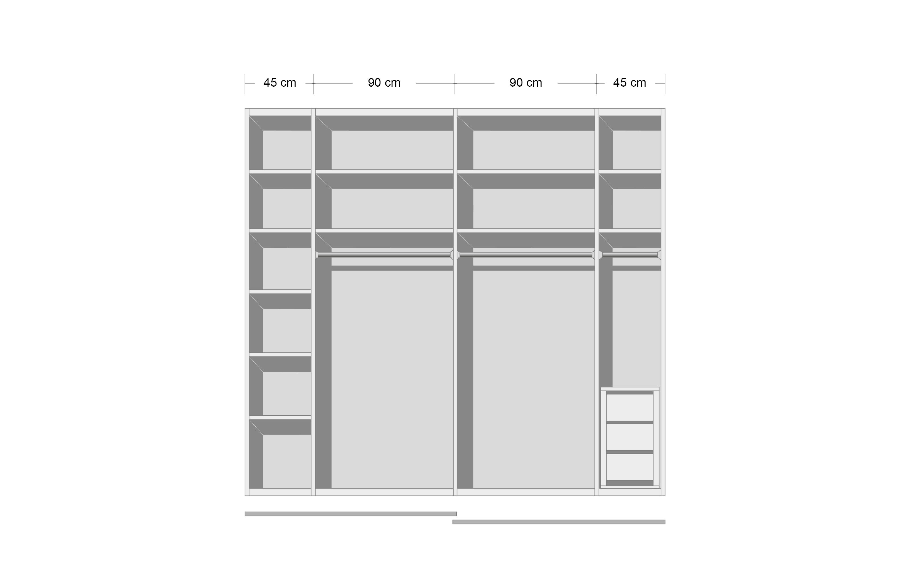 Schwebetürenschrank X-tend, Eiche artisan, Soft grey, 271 x 223 cm